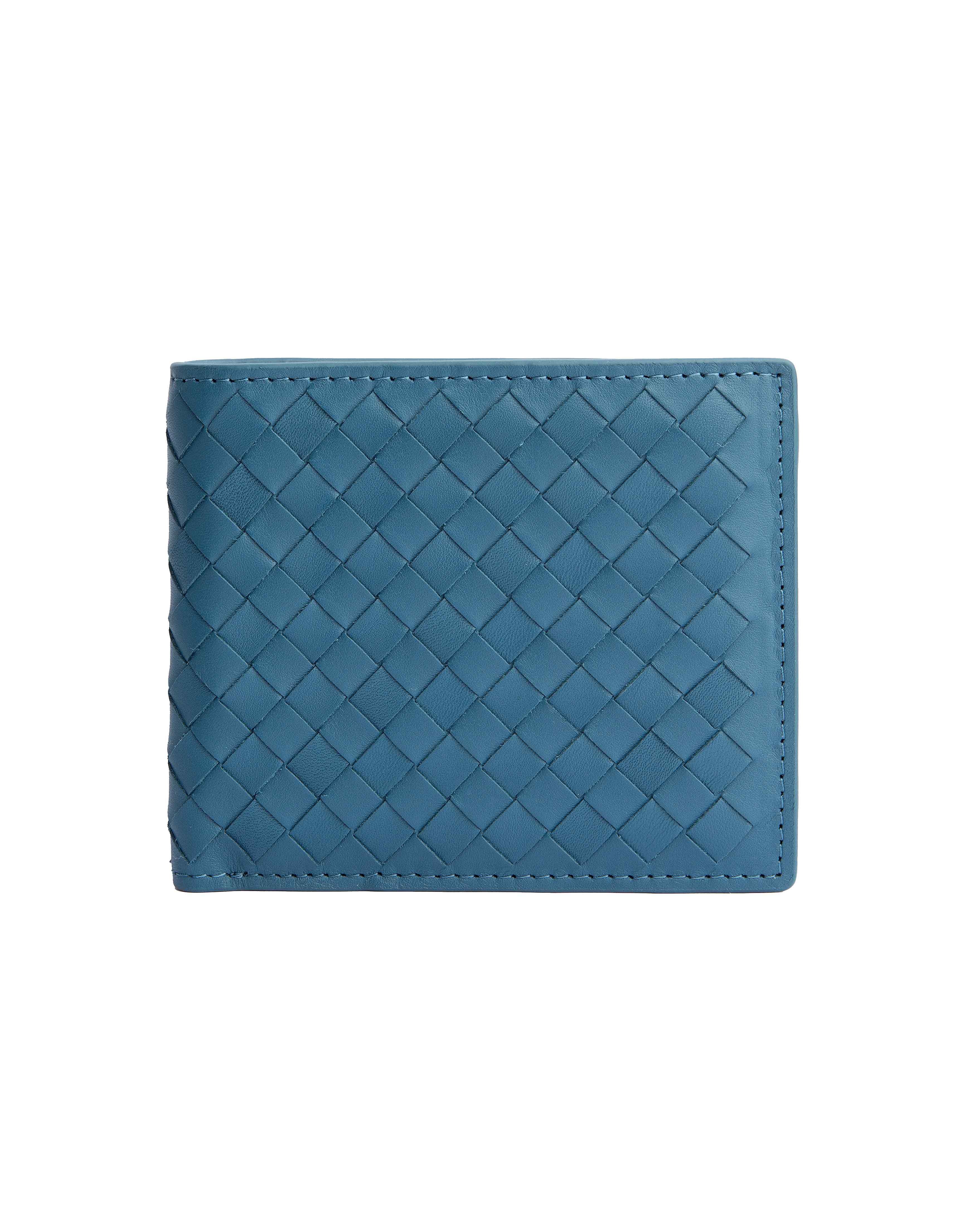 Bottega Veneta Blue Intrecciato Bi-Fold Wallet