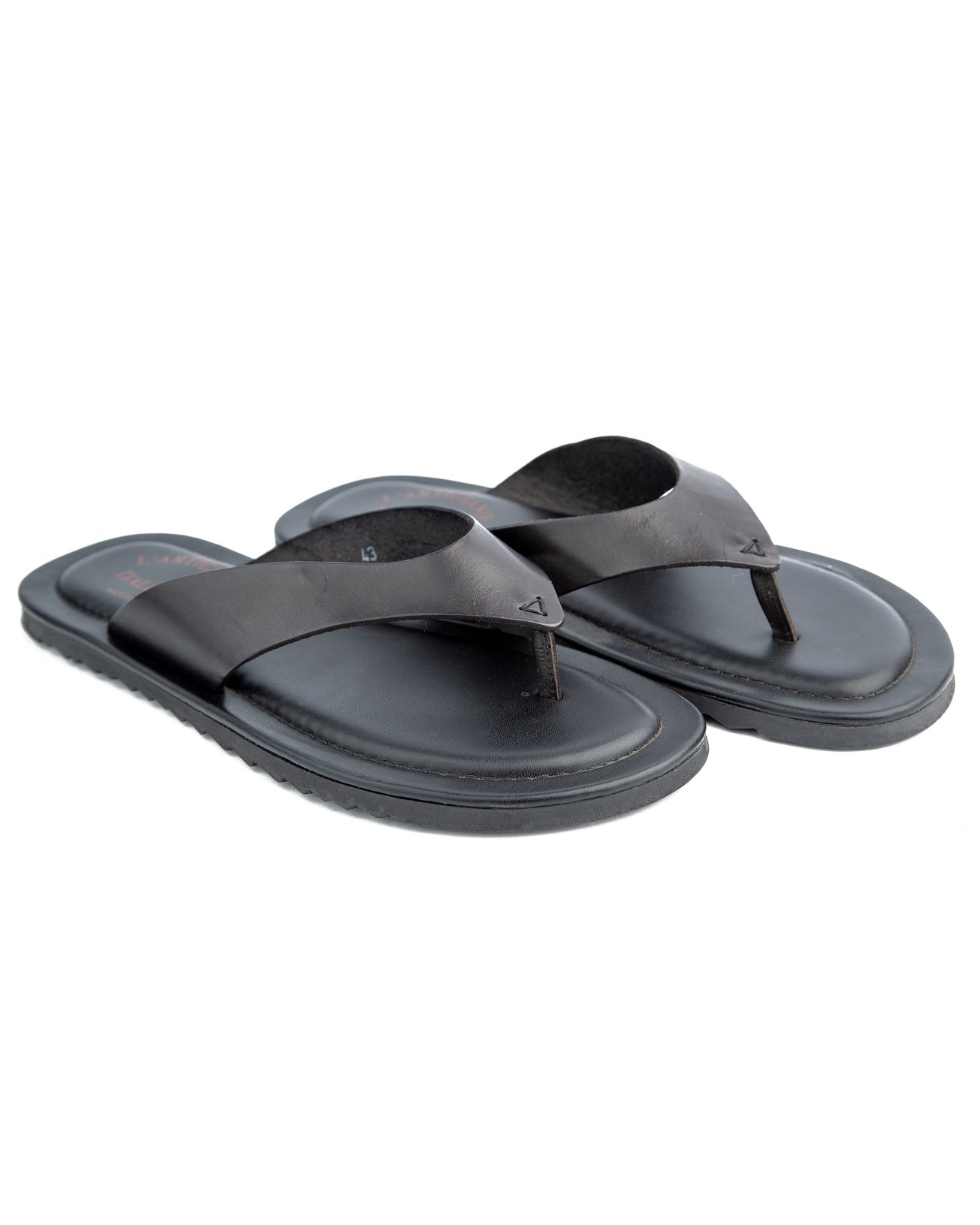 Black Leather Toe-Ring Sandals – Stylish & Comfortable