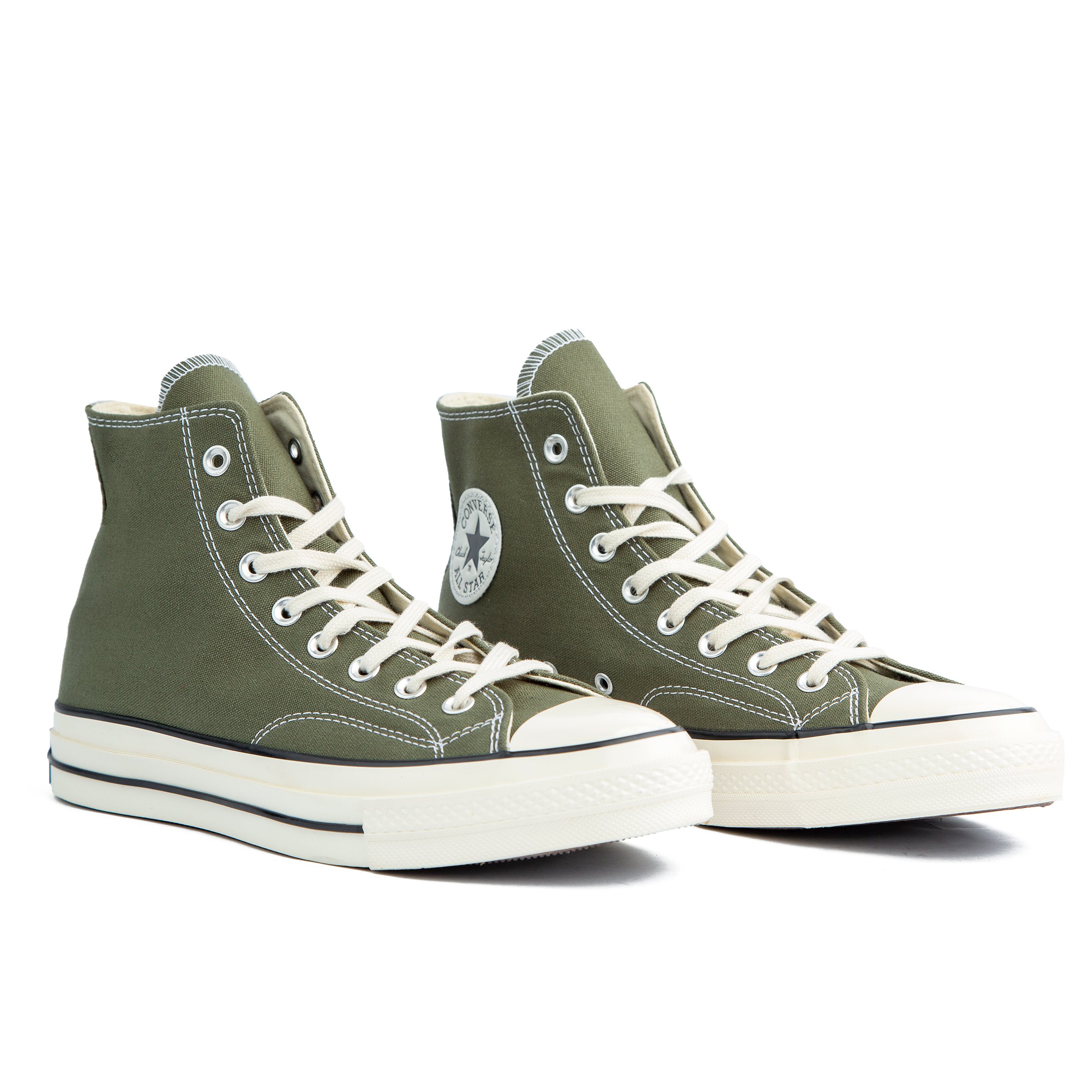 Olive green Converse Chuck Taylor All Star 70 High Top Sneakers - Unisex canvas shoes with timeless style, durable construction, and a classic silhouette.