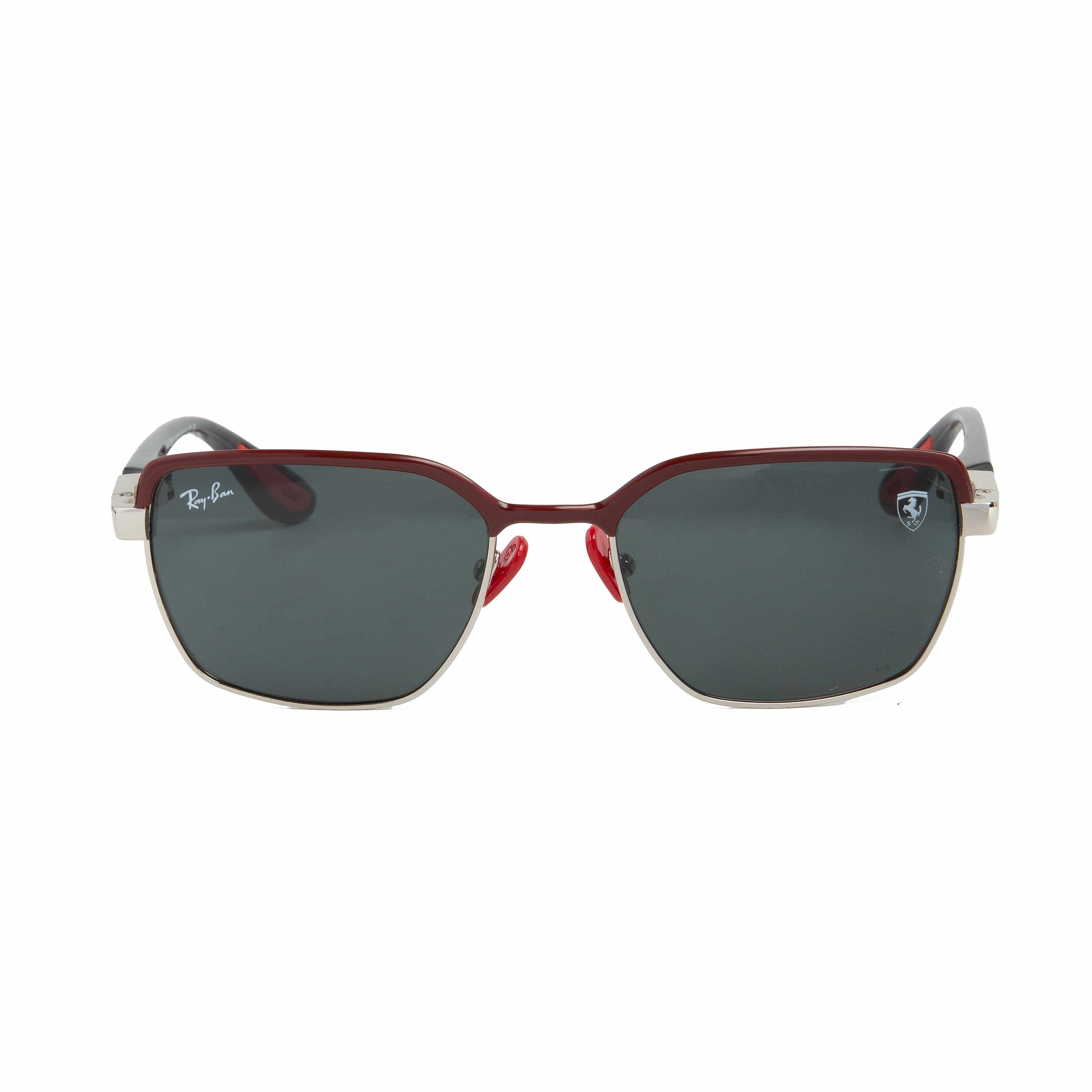 Ray-Ban Ferrari Rectangular Half-Rim Sunglasses Red Silver