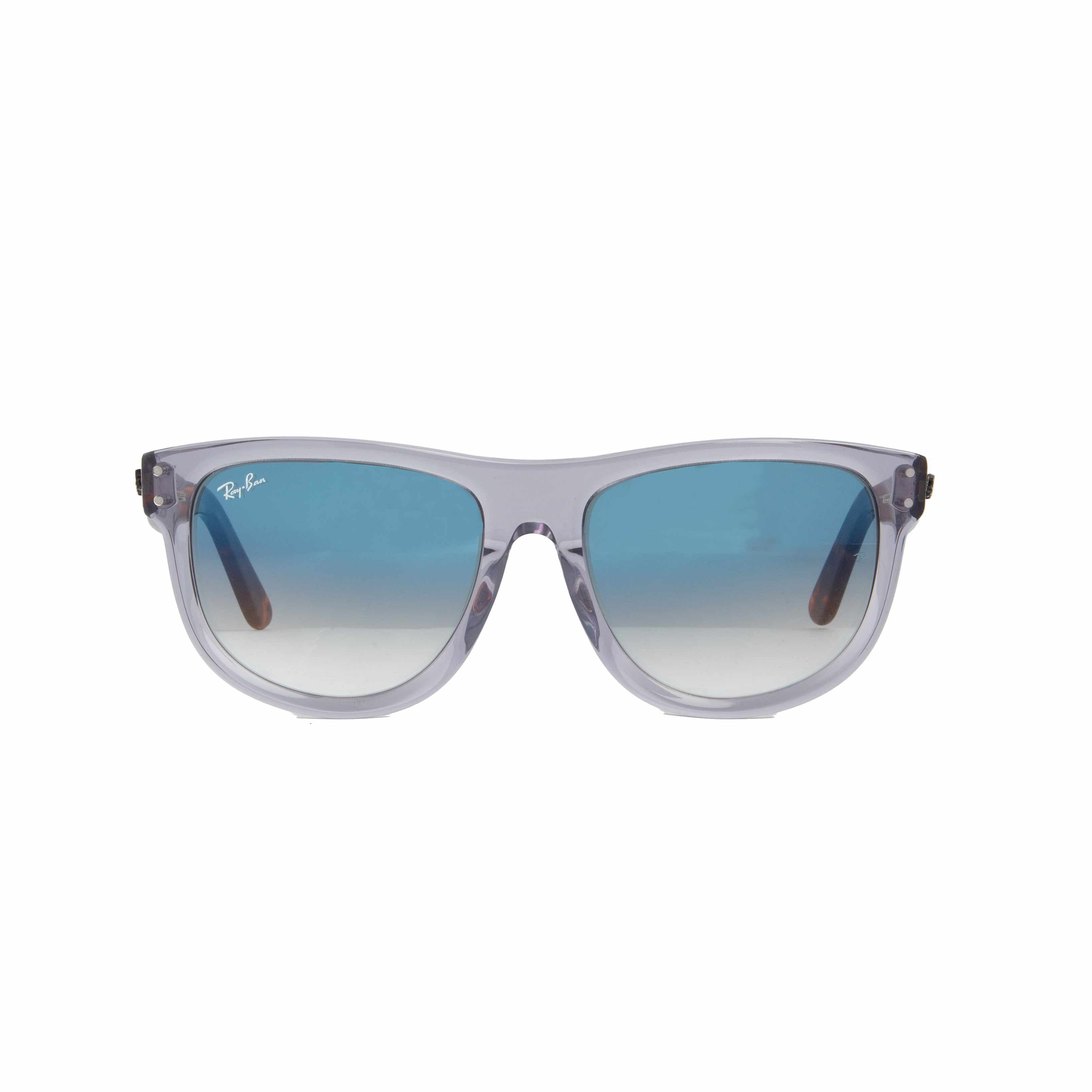 Ray-Ban Rectangular Blue Gradient Lens Sunglasses - Unisex Grey Frame"