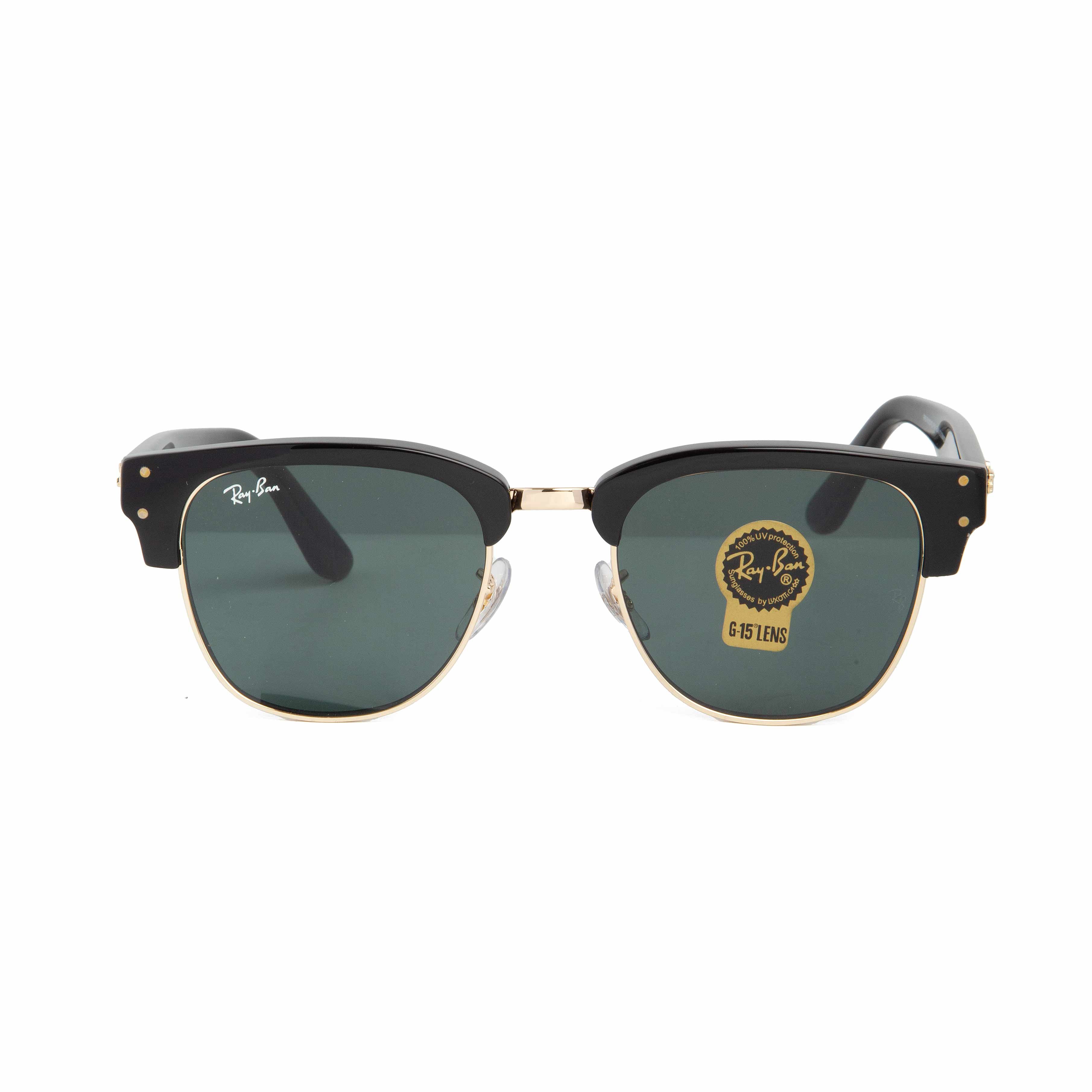 Ray-Ban Clubmaster Classic Sunglasses with Black Frame and G-15 Green Lenses, Iconic Retro Design for Men and Women.