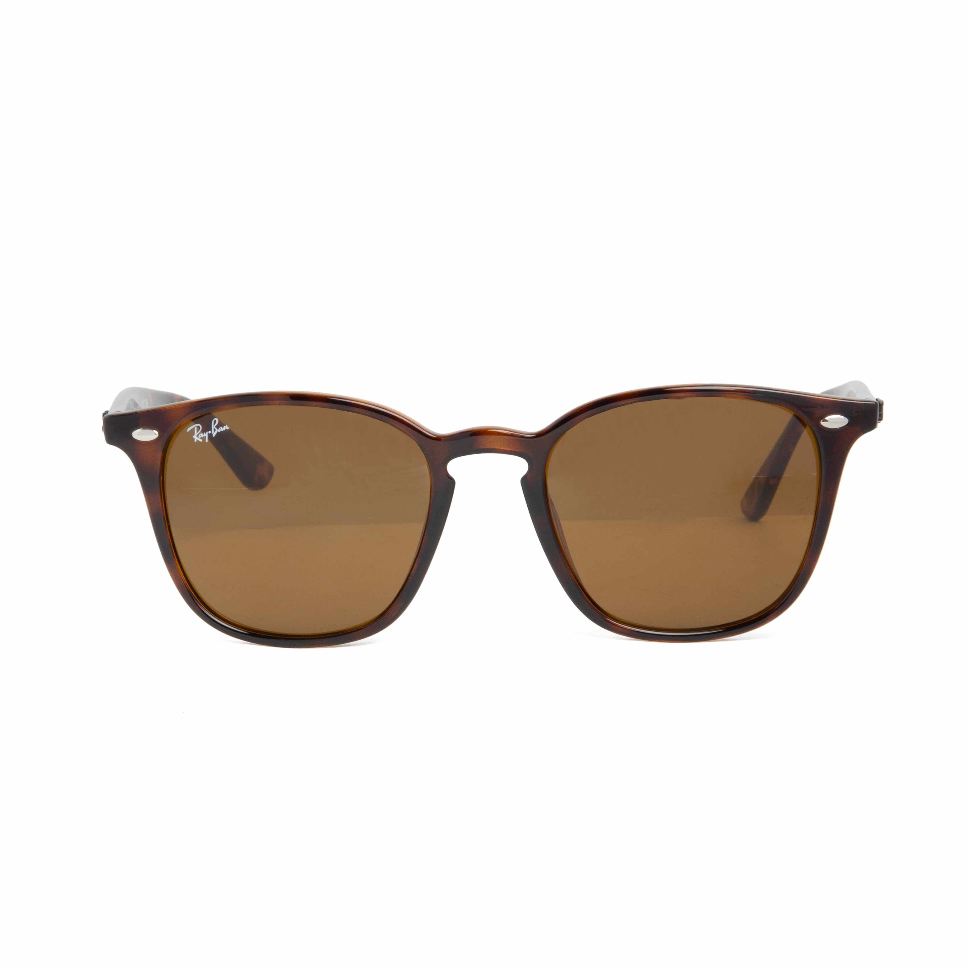 Ray-Ban tortoise shell sunglasses with brown lenses and classic square phantos frame