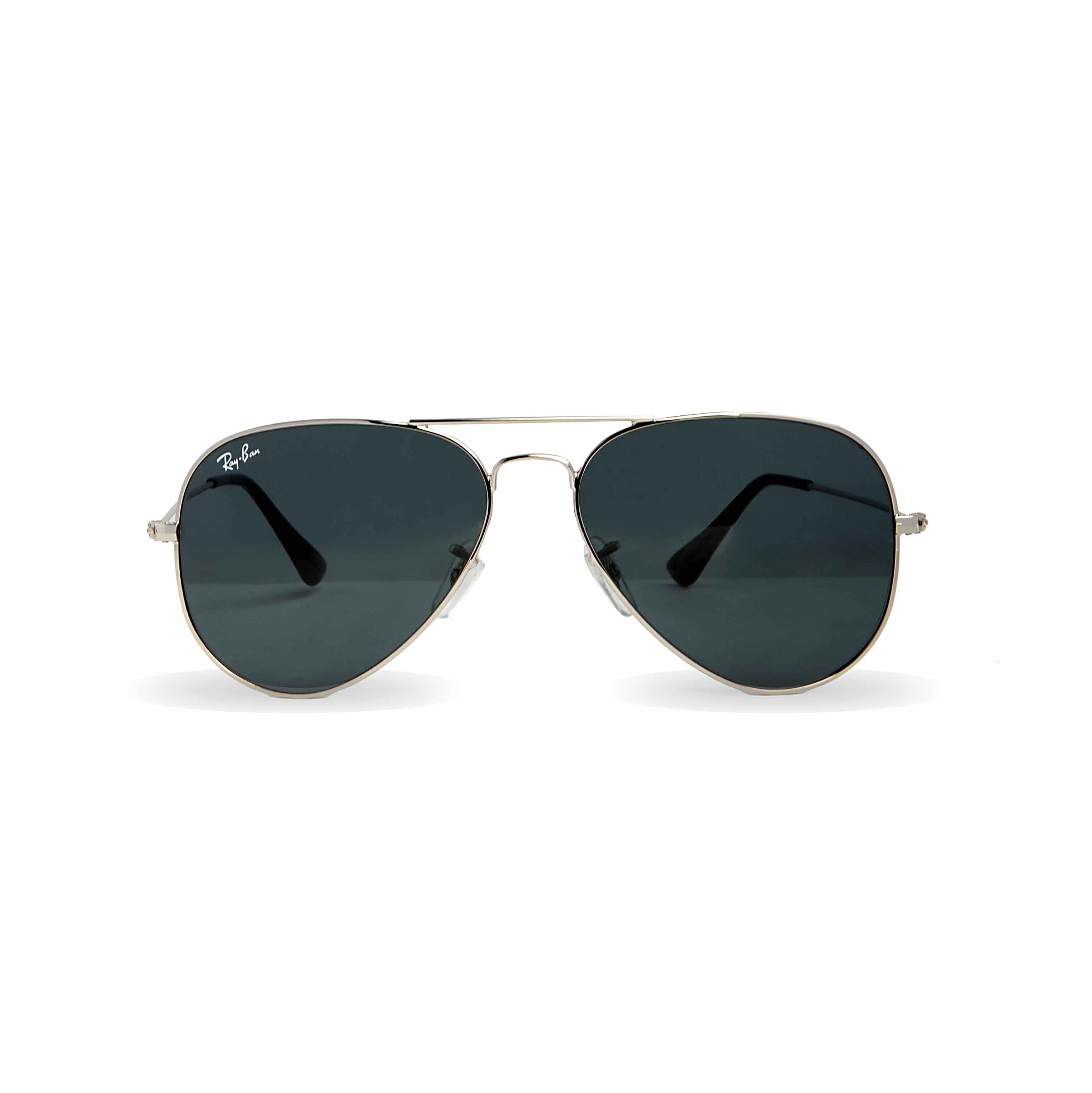 Classic Ray-Ban Aviator Sunglasses - Silver Frame with Dark Grey Lenses - Iconic Unisex Style