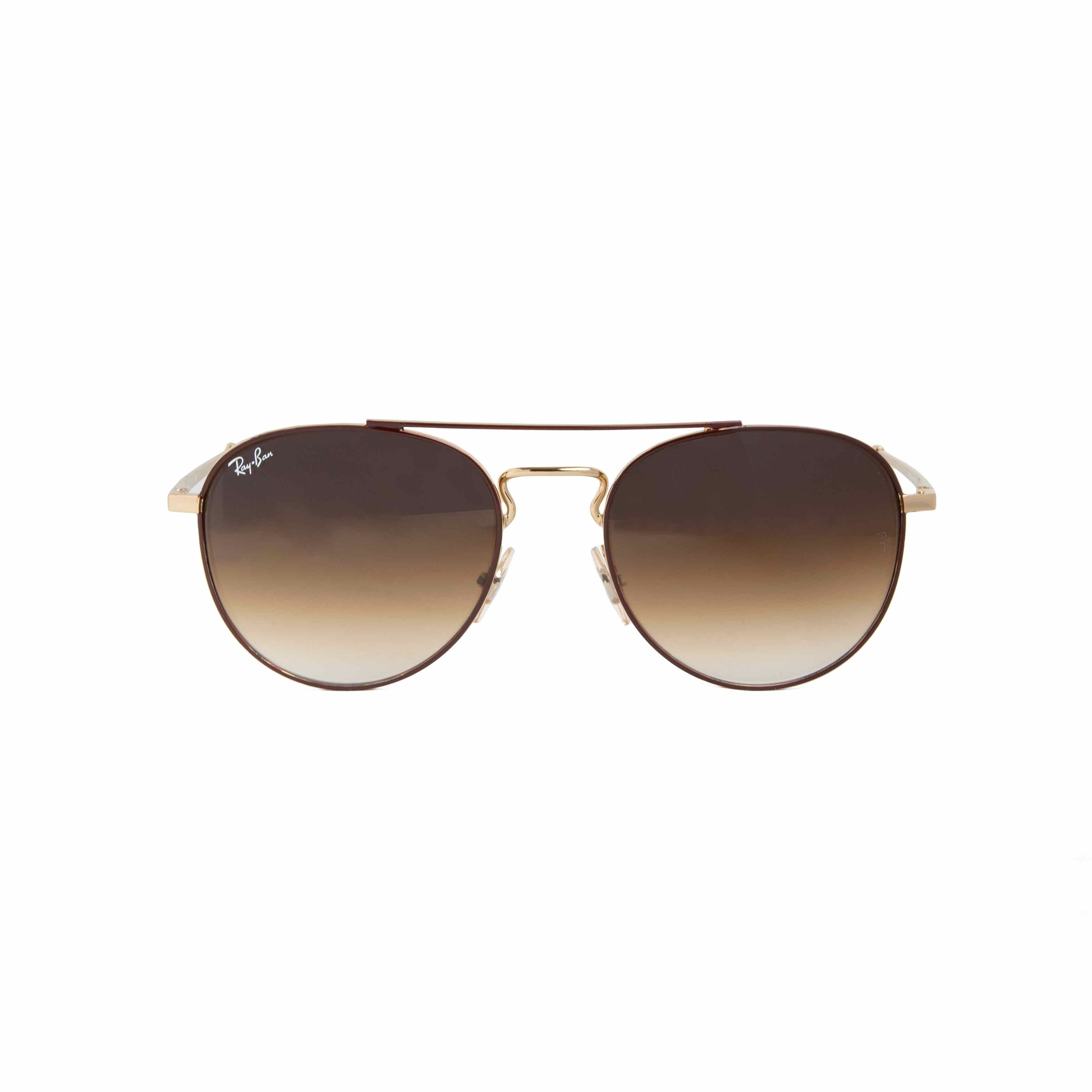 Ray-Ban Round Double Bridge Gold Brown Frame Brown Gradient Lens Sunglasses - Unisex