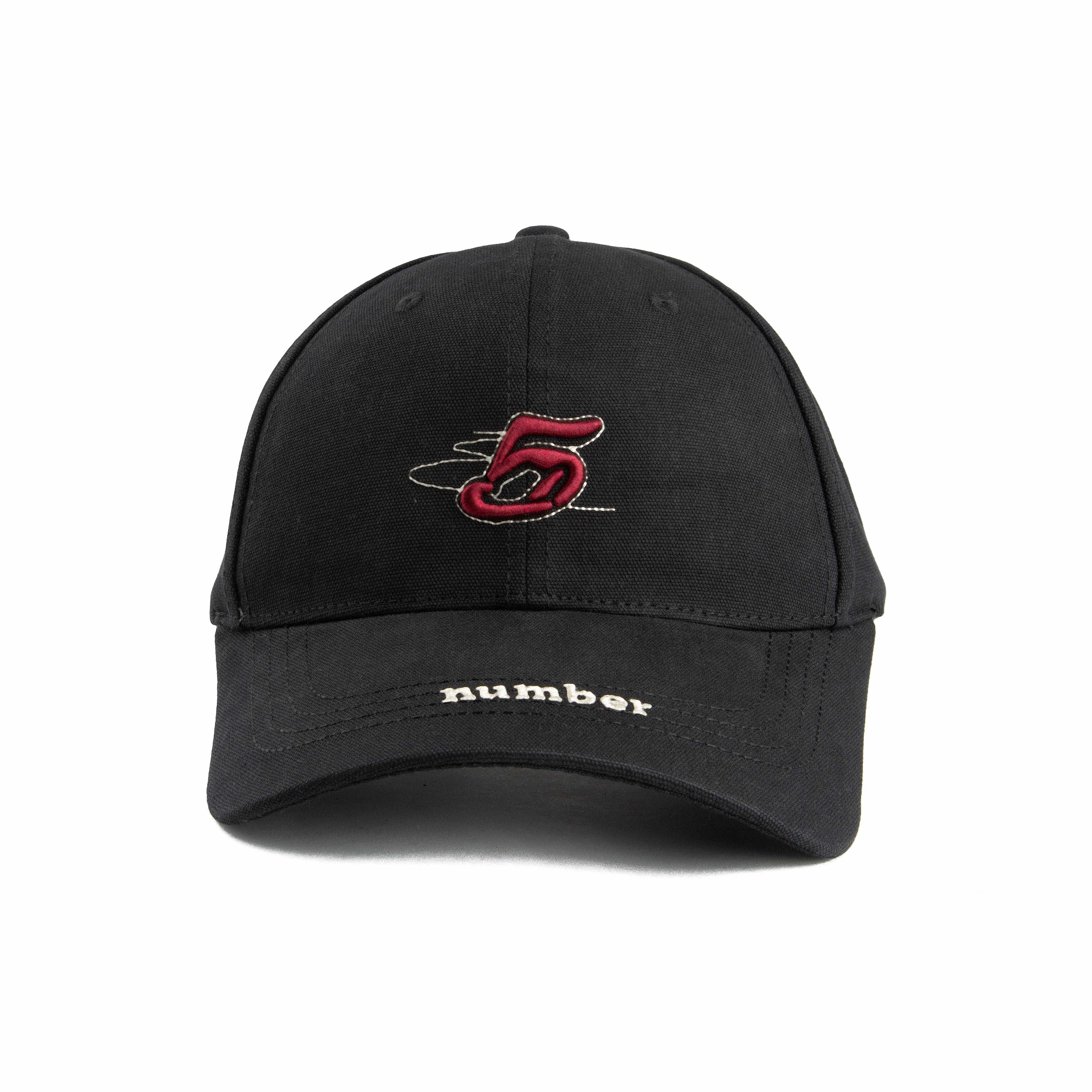 Black "Number" Baseball Cap with Red Stylized '5'
