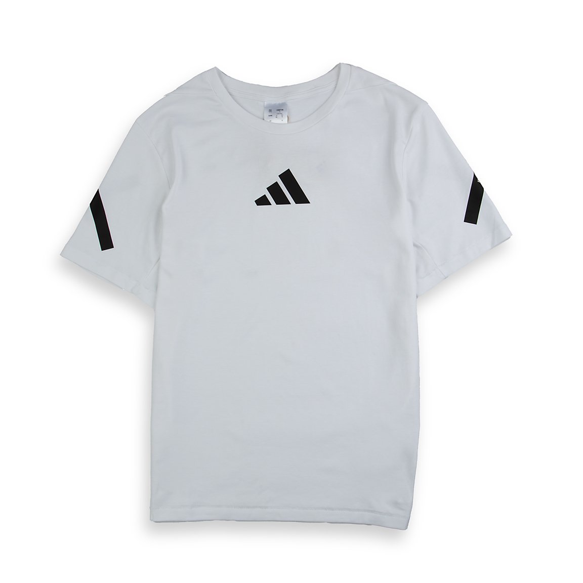 Adidas Sportswear T-Shirt in white with a black three-stripe logo on the chest and matching stripes on the sleeves.