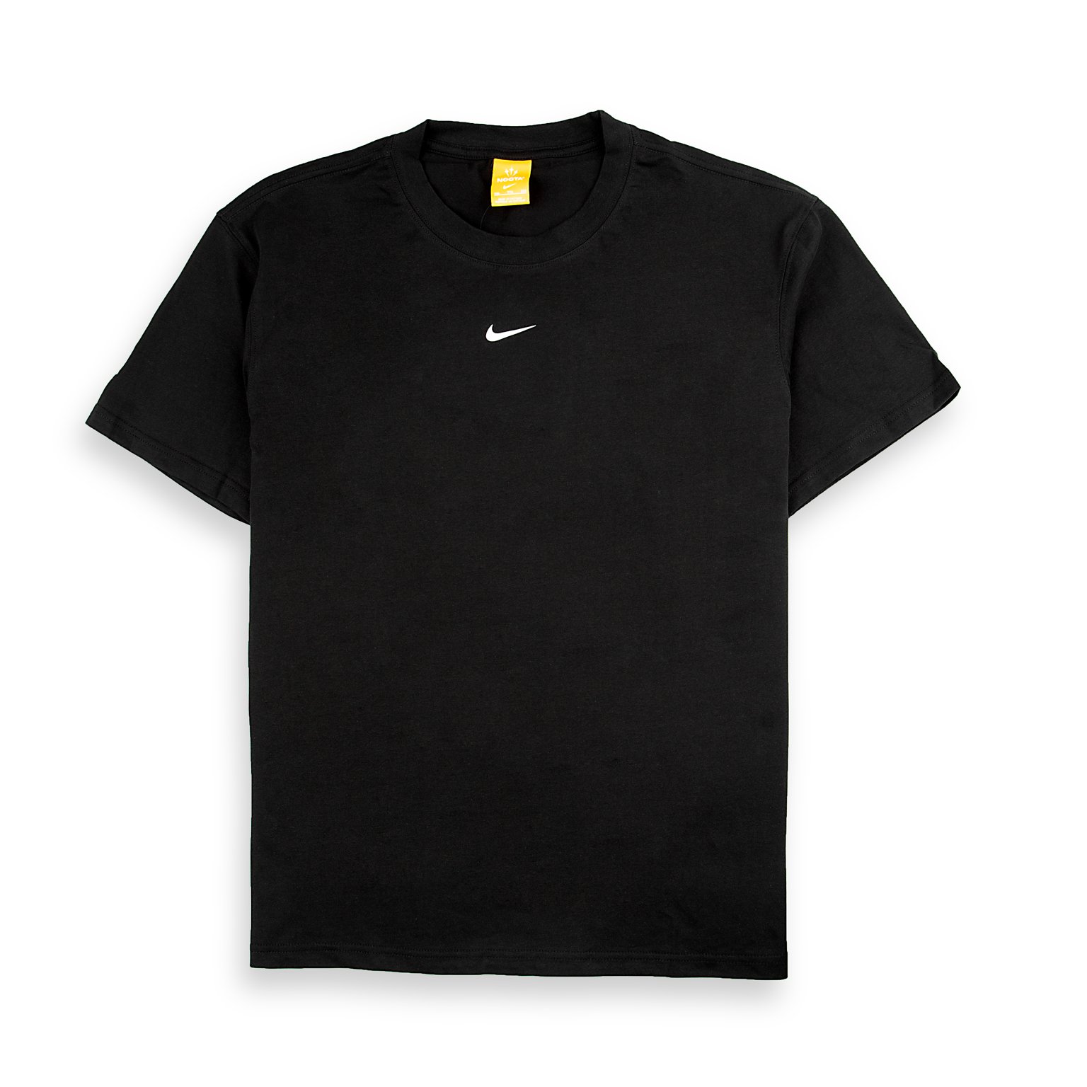 Back of a black Nike x NOCTA t-shirt with a large white "NOCTA" logo printed on it.