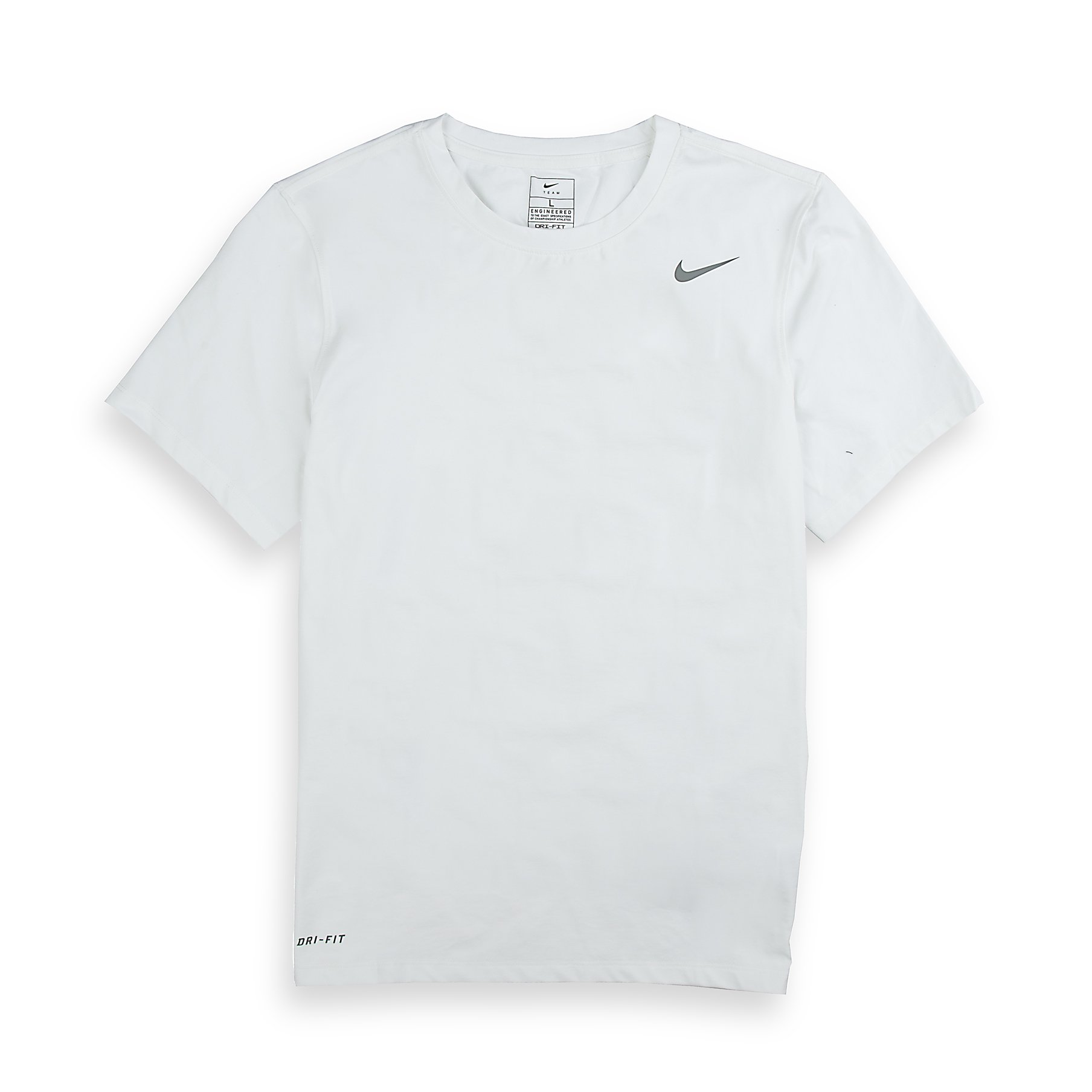 Nike Men's White Dri-FIT Legend Fitness T-Shirt with iconic Swoosh logo