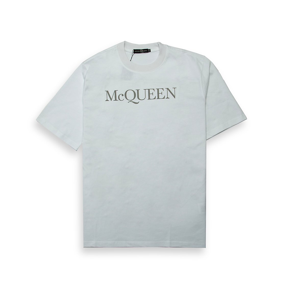 A luxury, minimalist short-sleeve crew neck t-shirt from the British fashion house Alexander McQueen.
