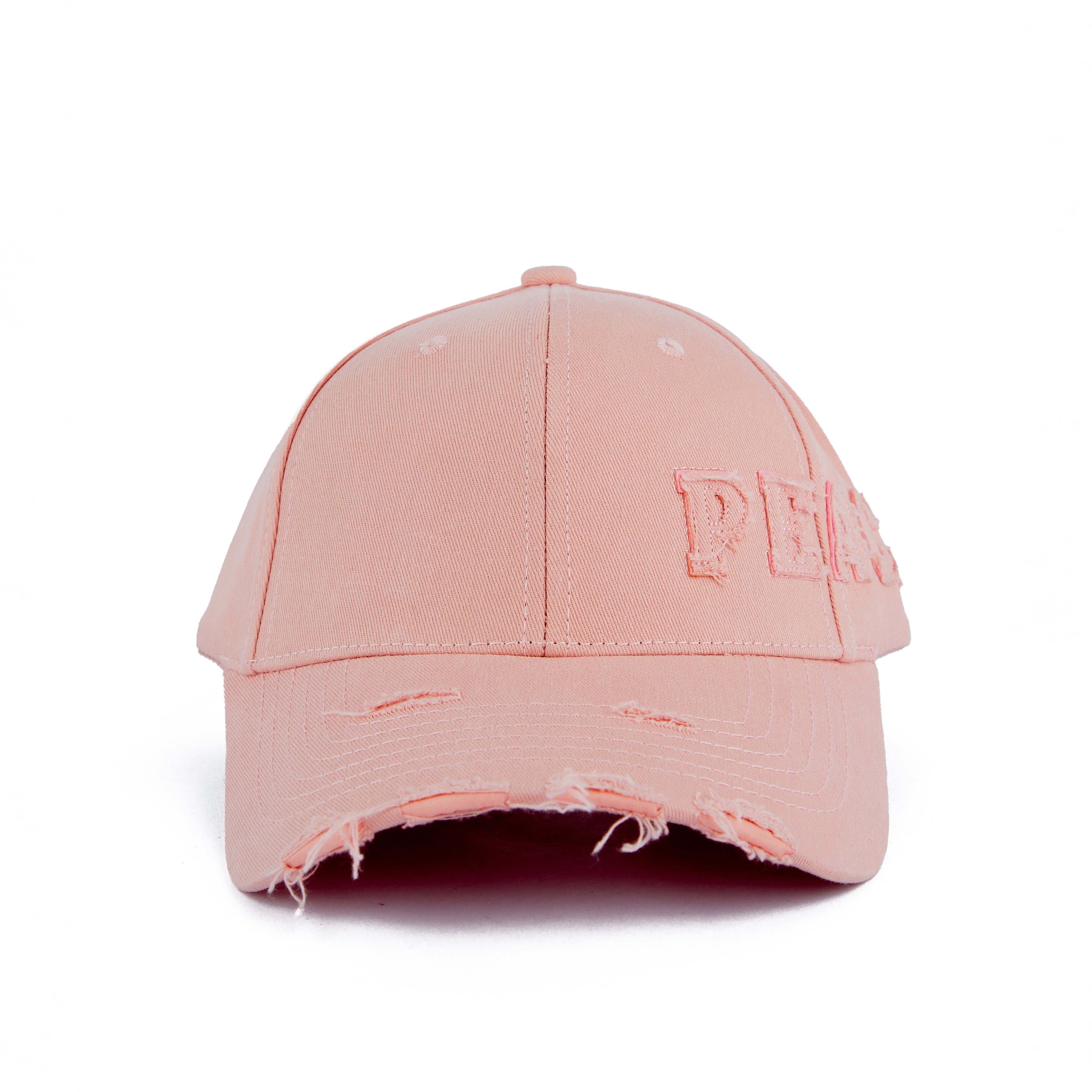 Pink Distressed Baseball Cap, Peace Logo, adjustable snapback, cotton cap