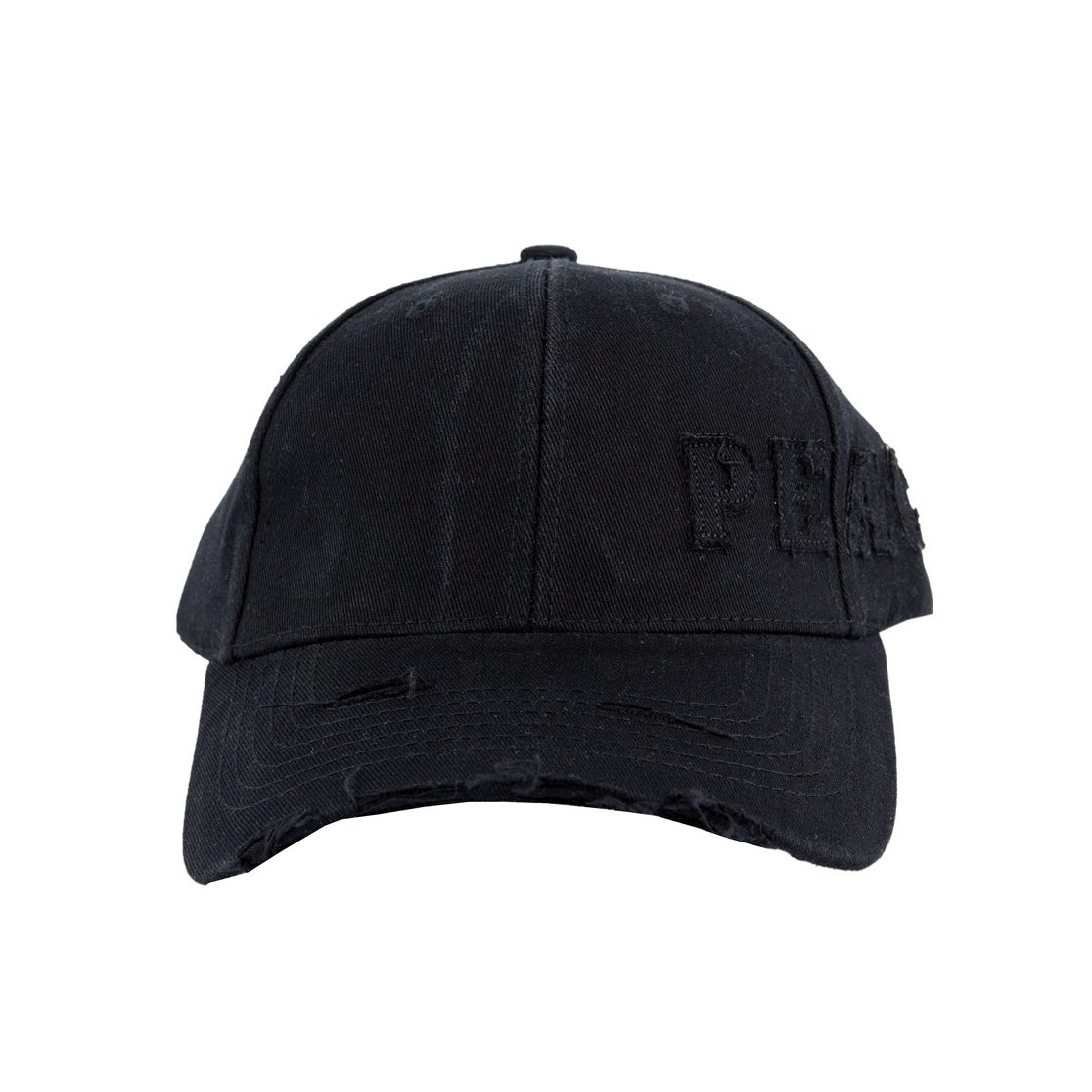 Black Distressed 'Peace' Embroidered Face Cap - Unisex Style