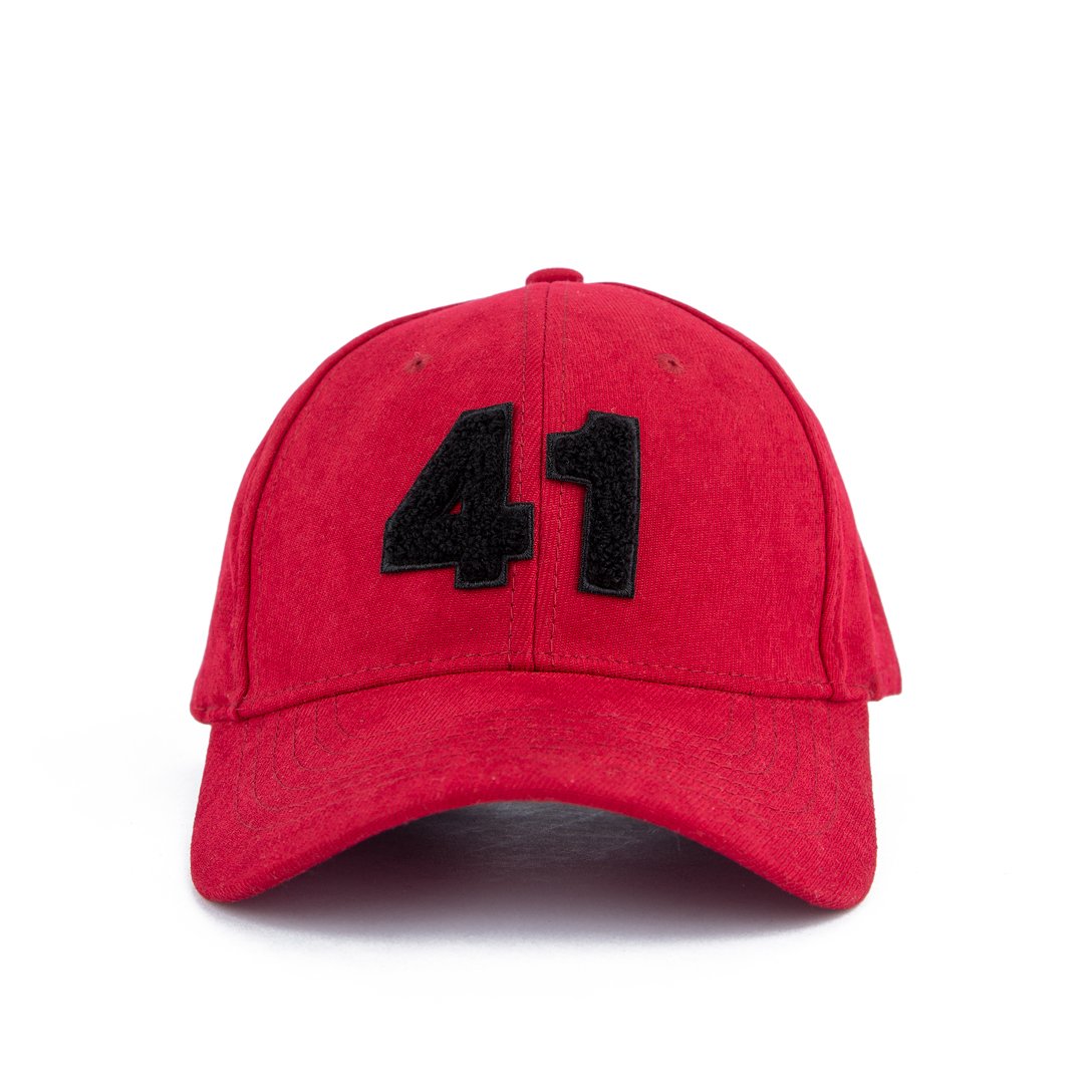 Red Baseball Cap with Black Number 41 Patch