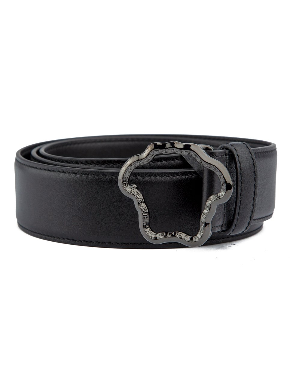 Premium Black Leather Belt with Unique Designer Metal Buckle – Unisex