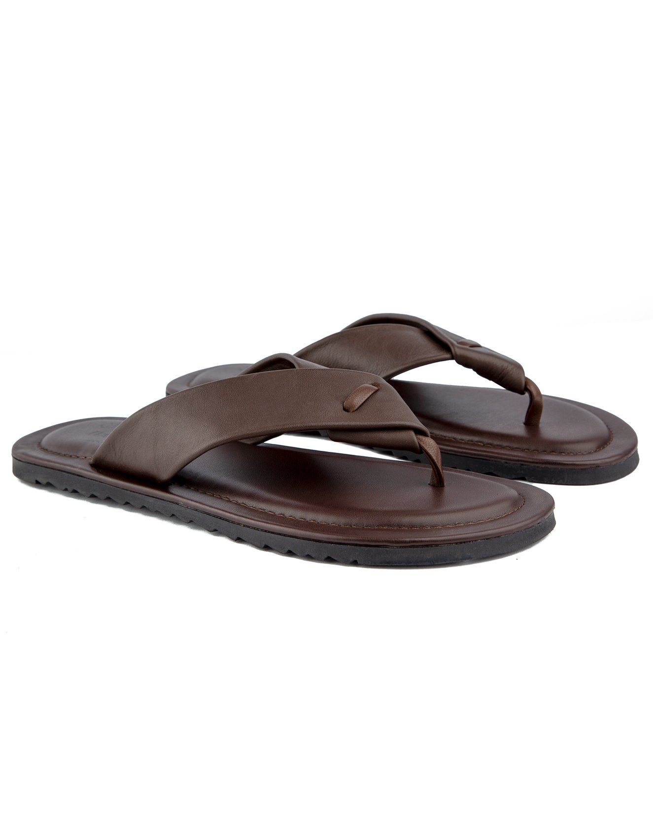 Brown Leather Flip-Flop Sandals – Comfortable & Durable