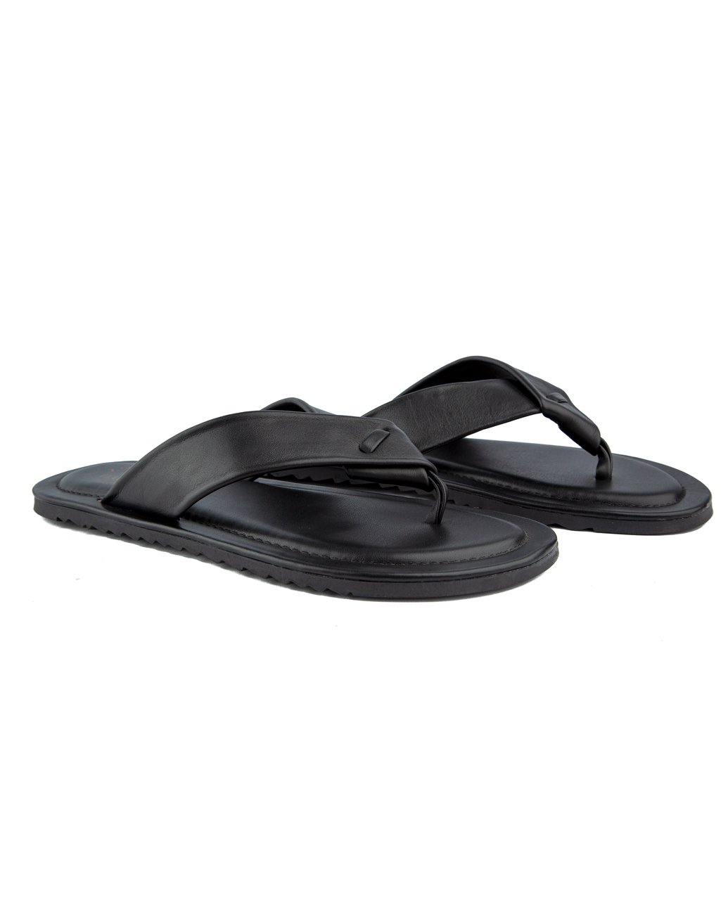 Black Leather Flip-Flop Sandals – Stylish & Comfortable