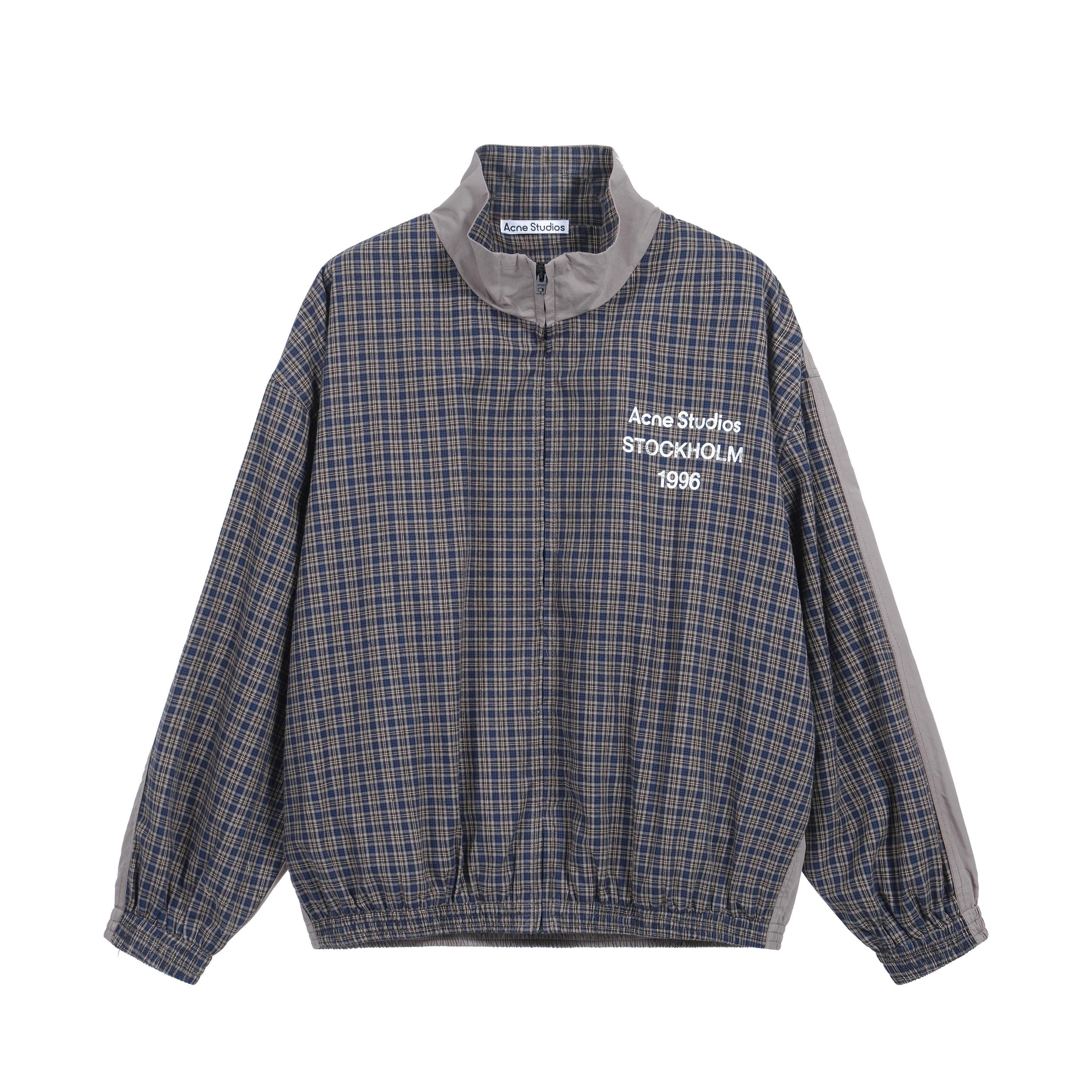 Acne Studios Plaid Check Half-Zip Track Jacket - Stockholm