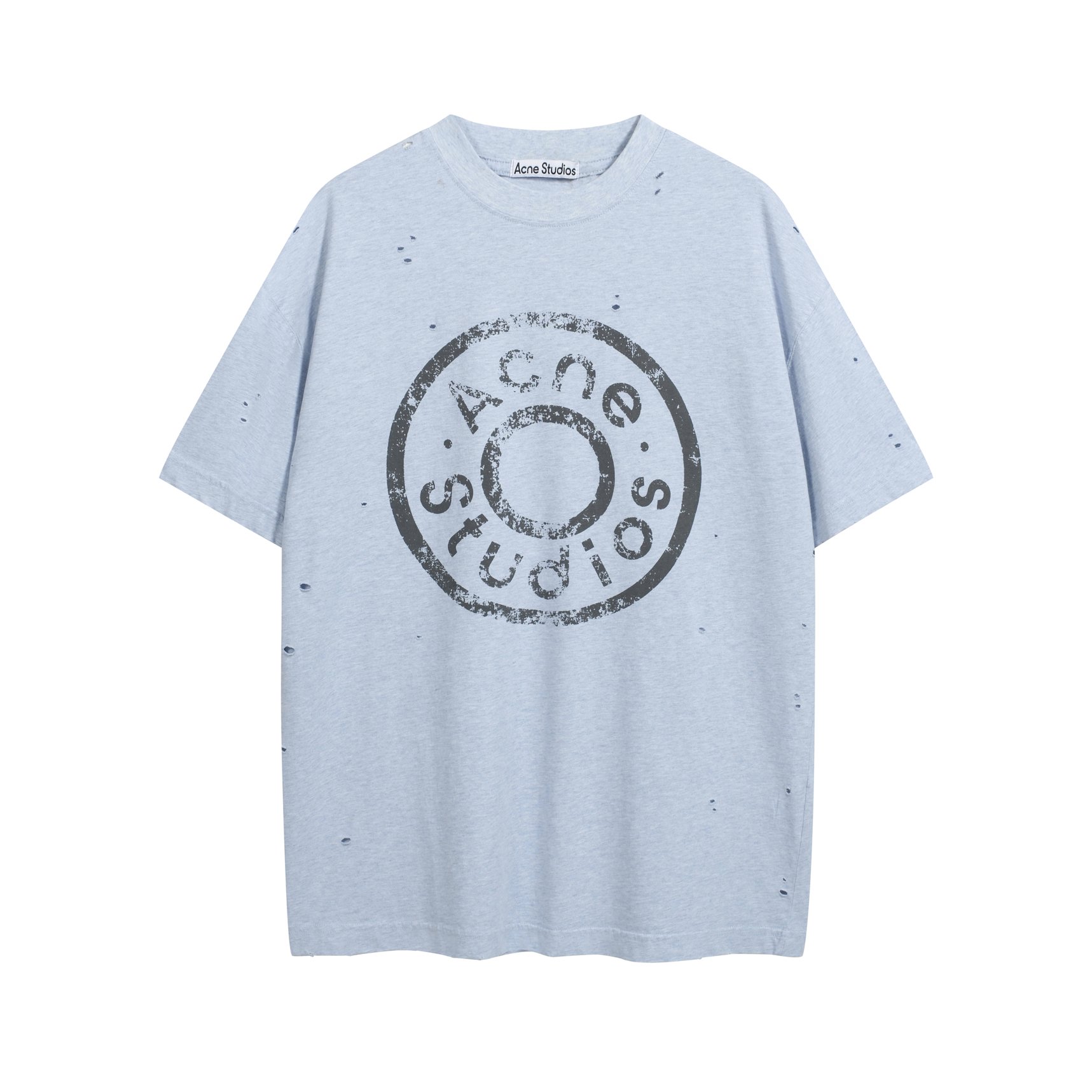 Acne Studios Sprayed Light Blue 1996 Distressed Logo T-Shirt