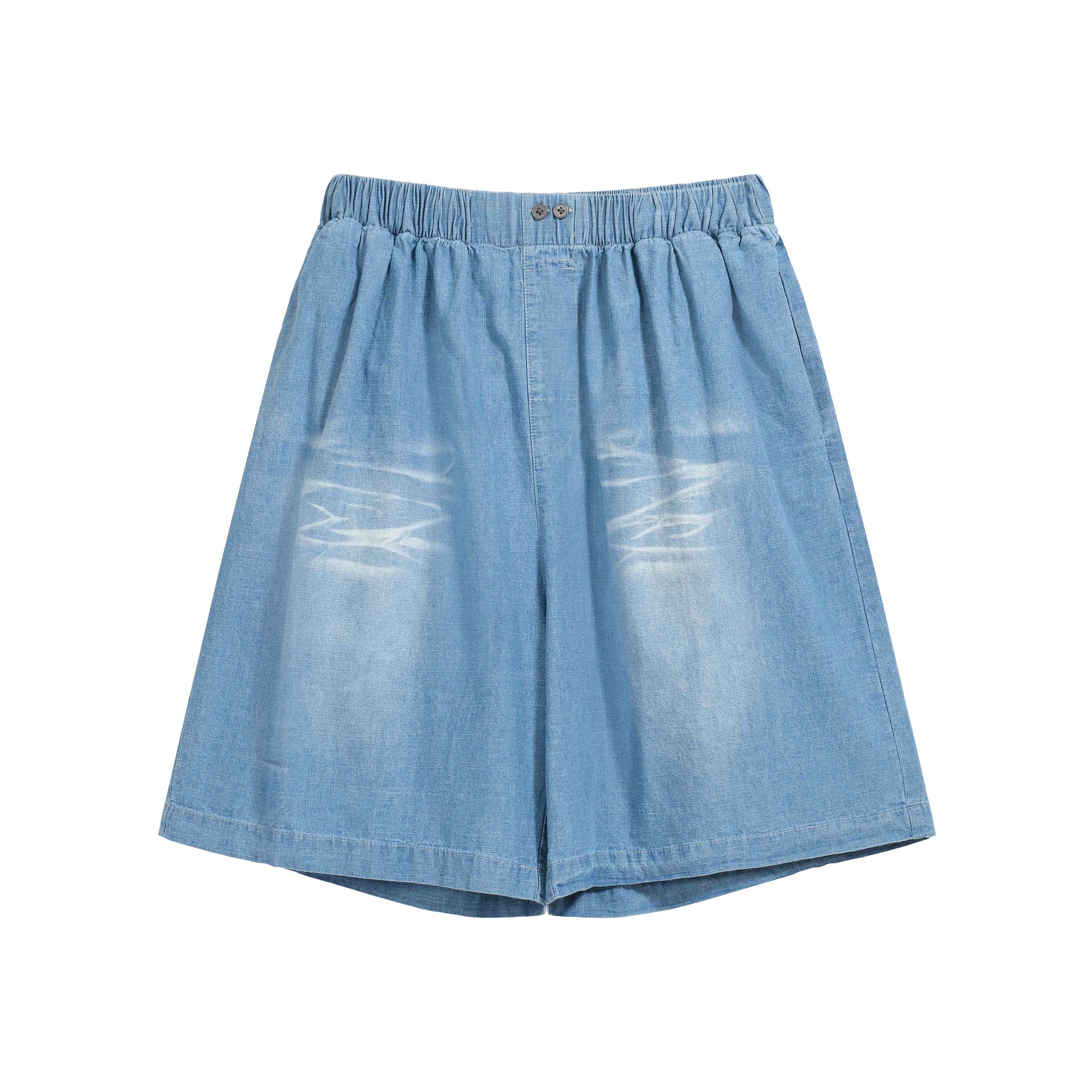 Acne Studios Elasticated Light Blue Denim Shorts - Pull-On Fit