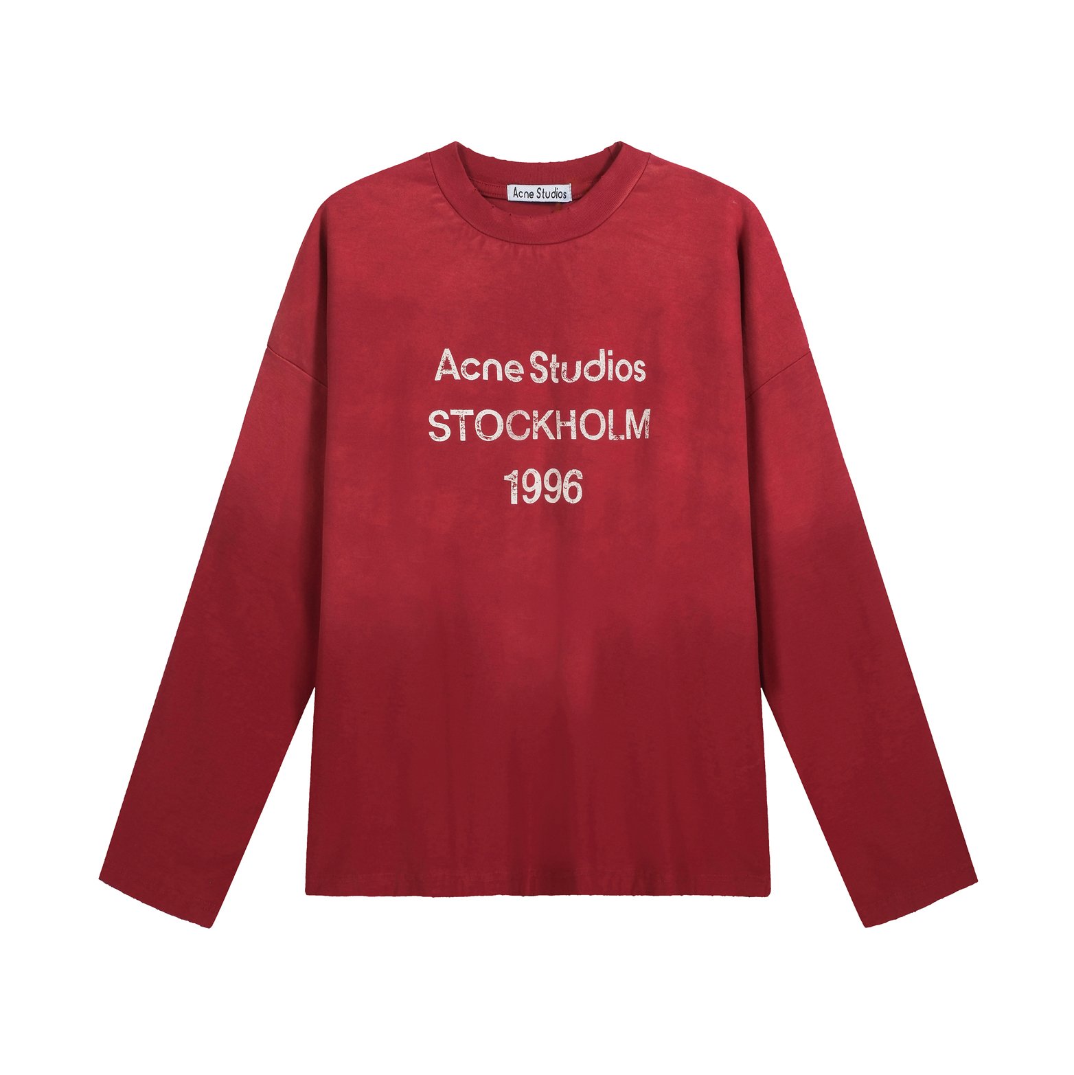 Acne Studios Unisex Washed Red '1996' Logo Long-Sleeve Tee
