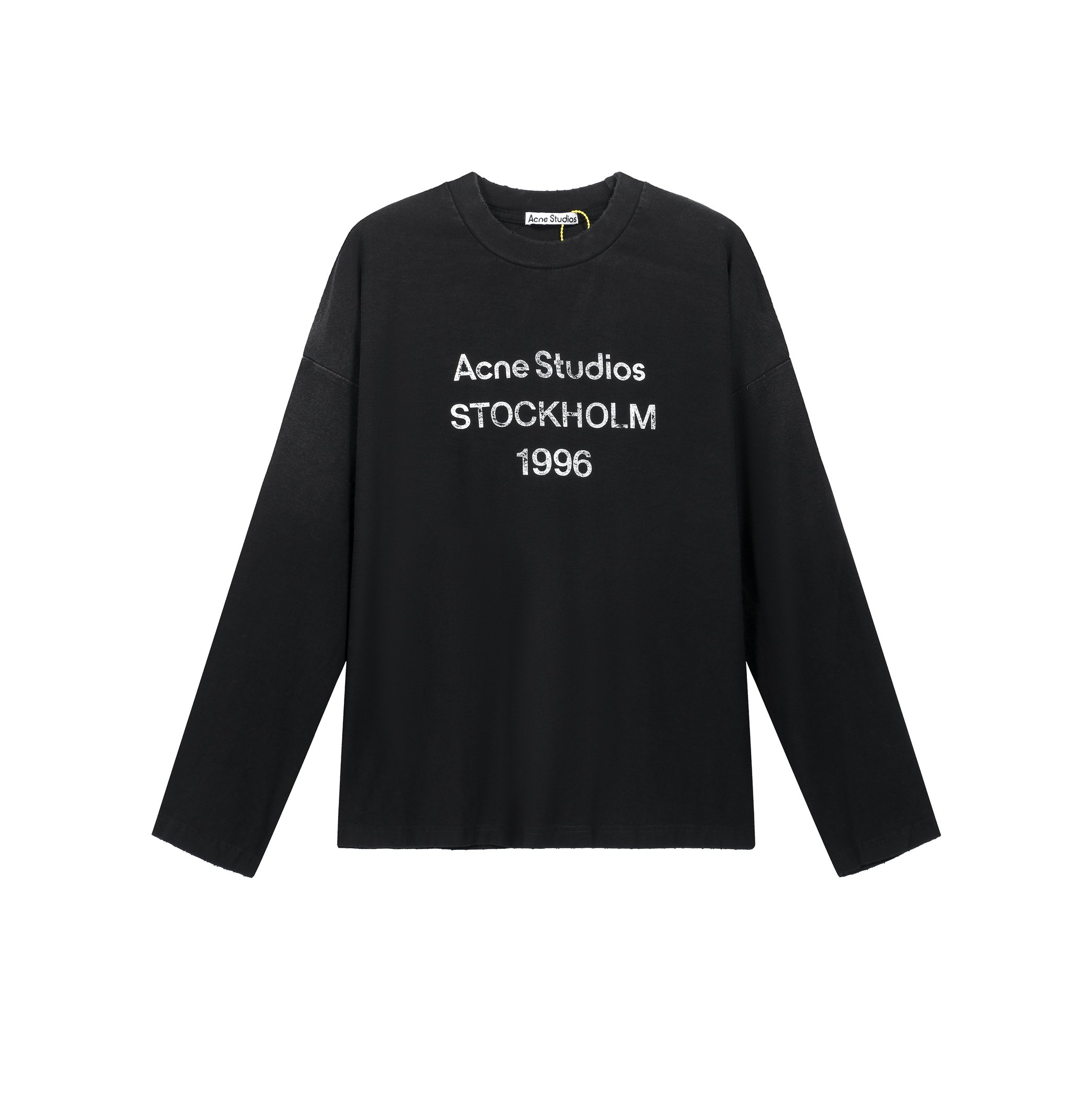 Acne Studios Unisex Washed Black '1996' Logo Long-Sleeve