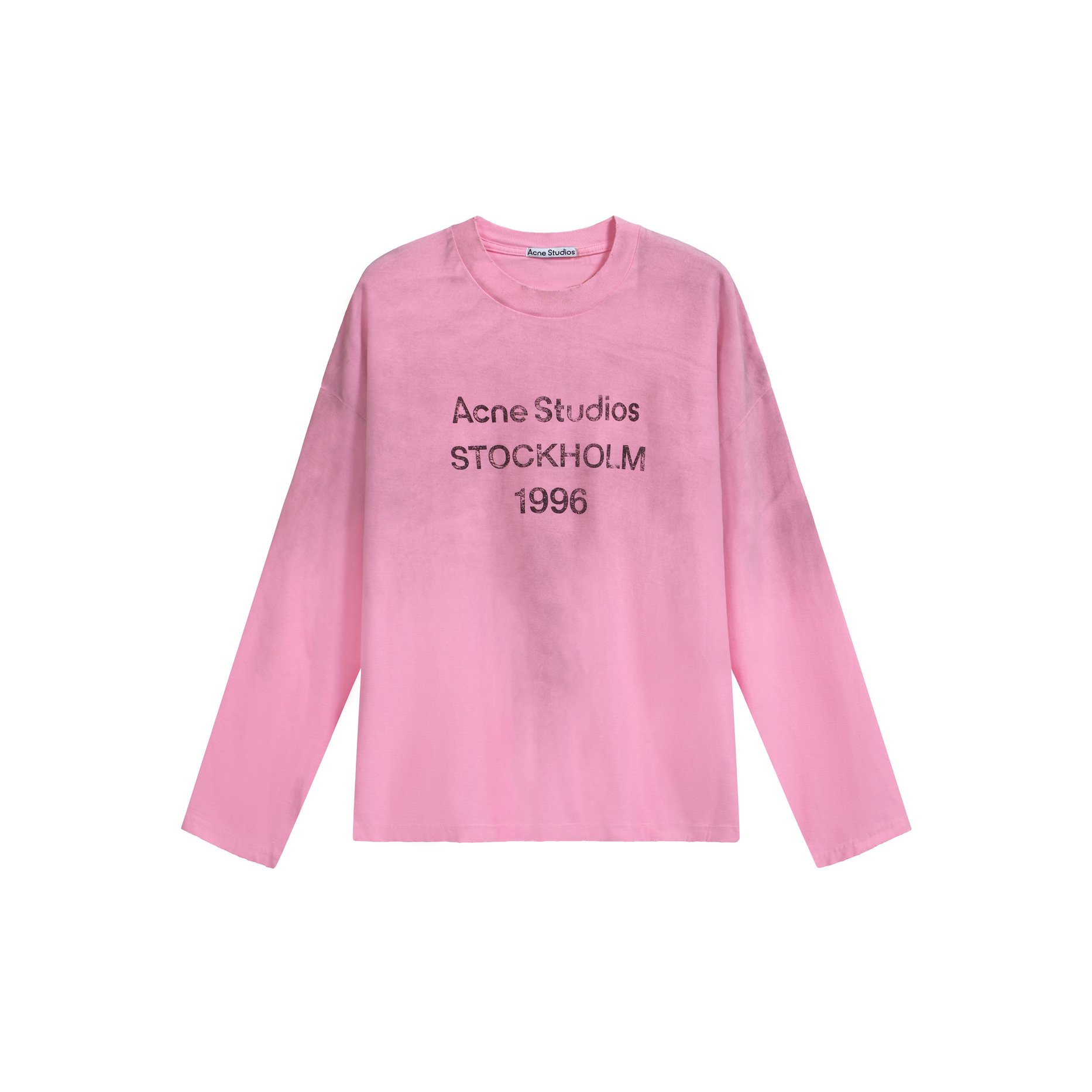 Acne Studios Unisex Washed Pink '1996' Logo Long-Sleeve Tee