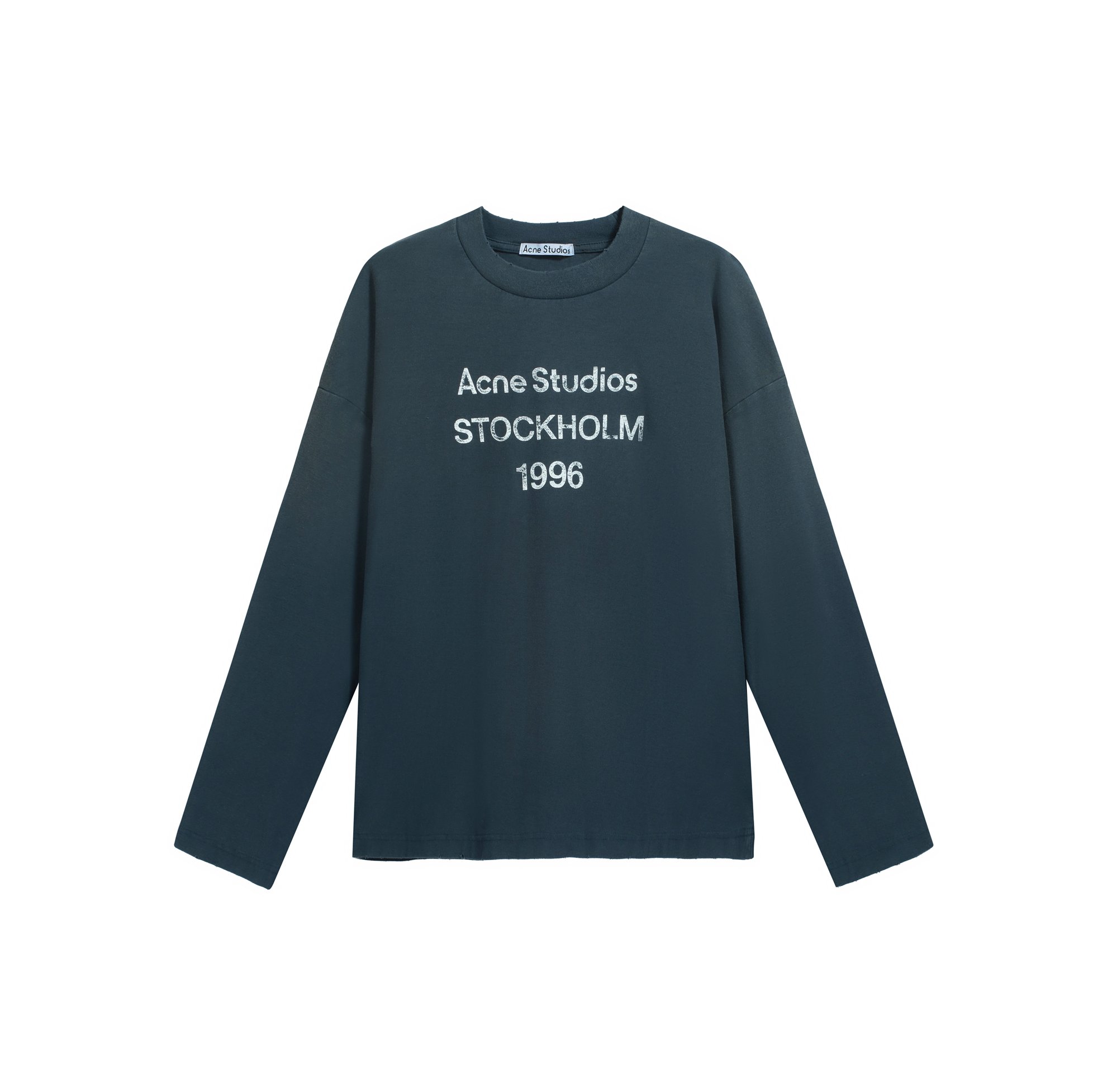Acne Studios Unisex Washed Green '1996' Logo Long-Sleeve Tee