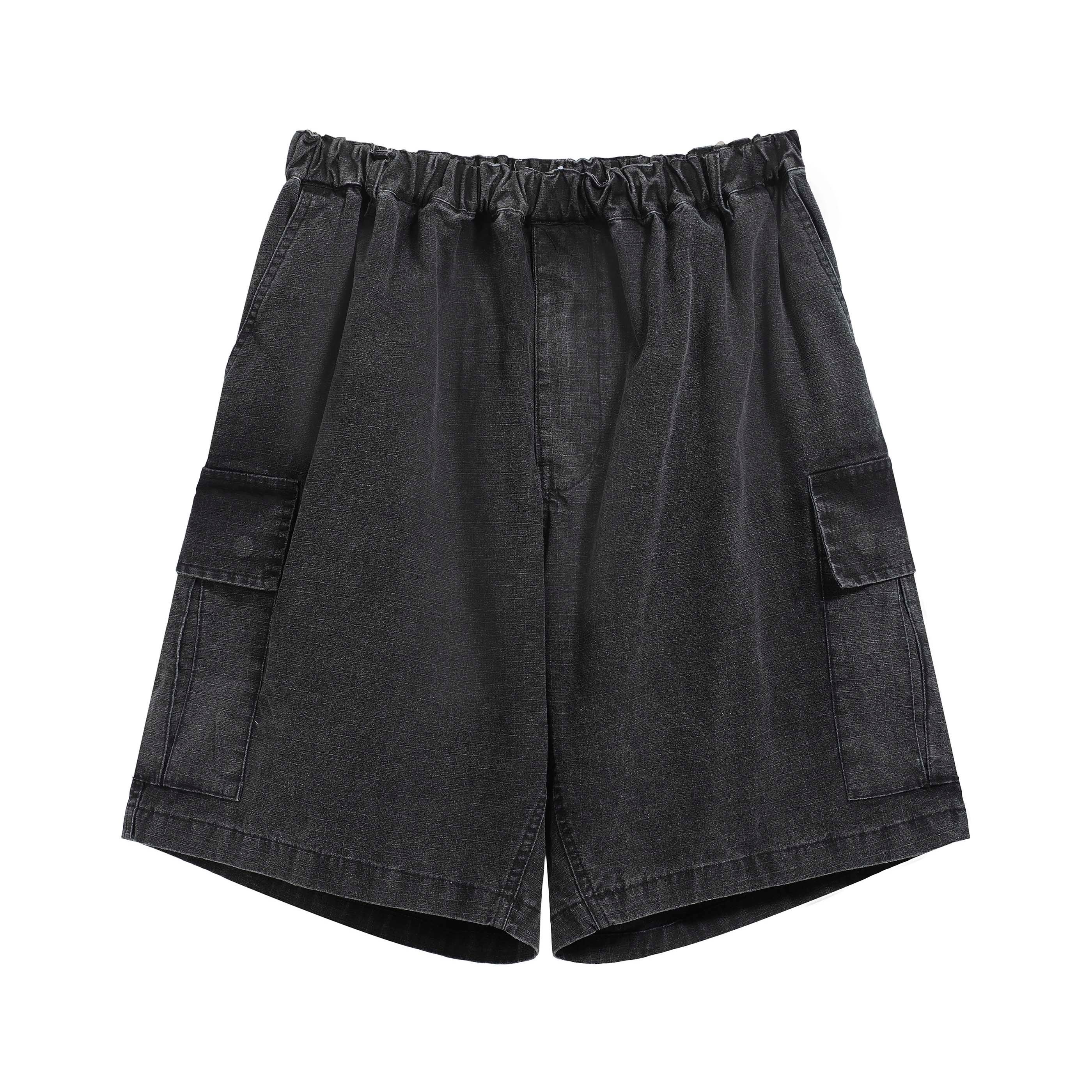Acne Studios Washed Black Elasticated Cargo Denim Shorts