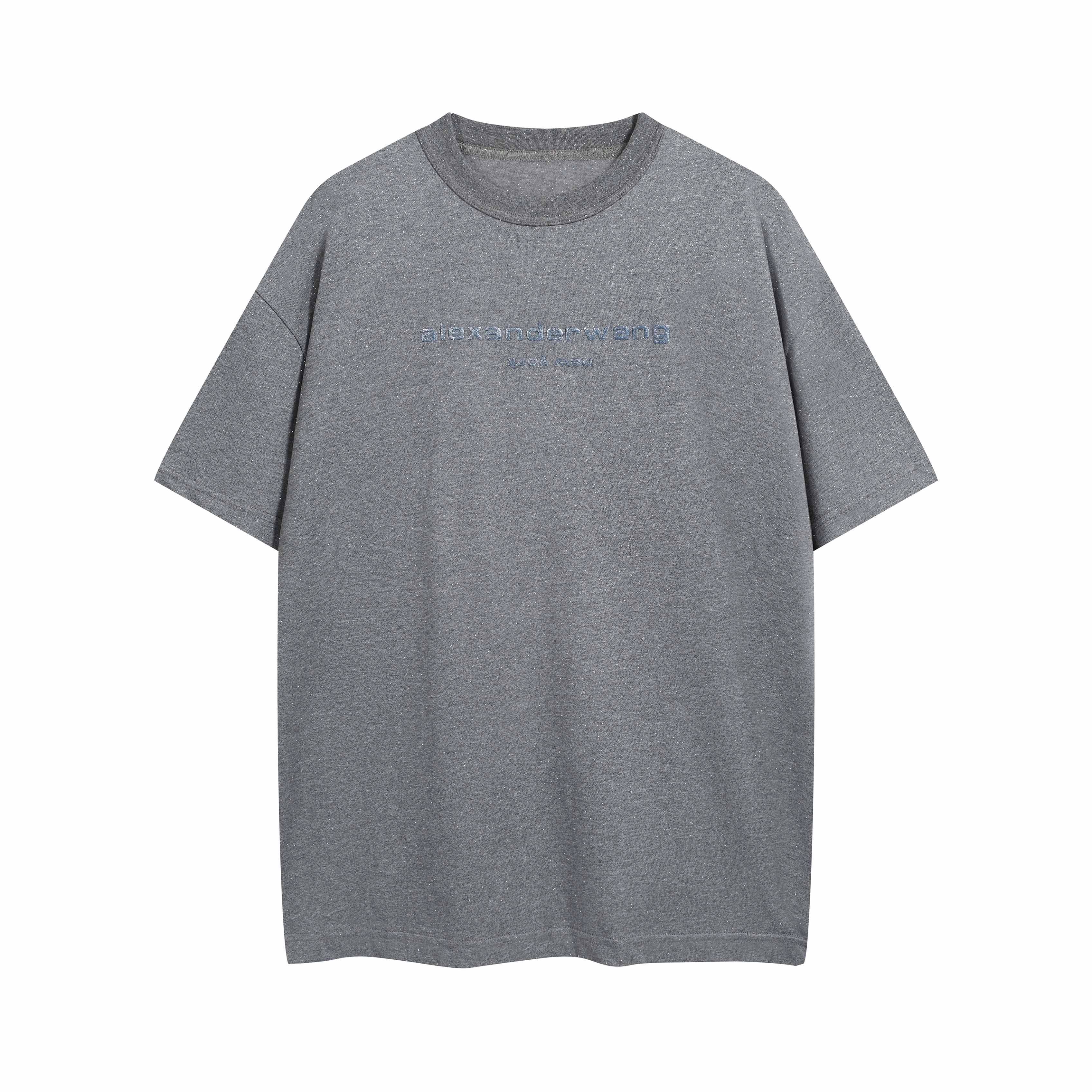 Alexander Wang Heather Grey Glitter Logo Relaxed Fit T-Shirt