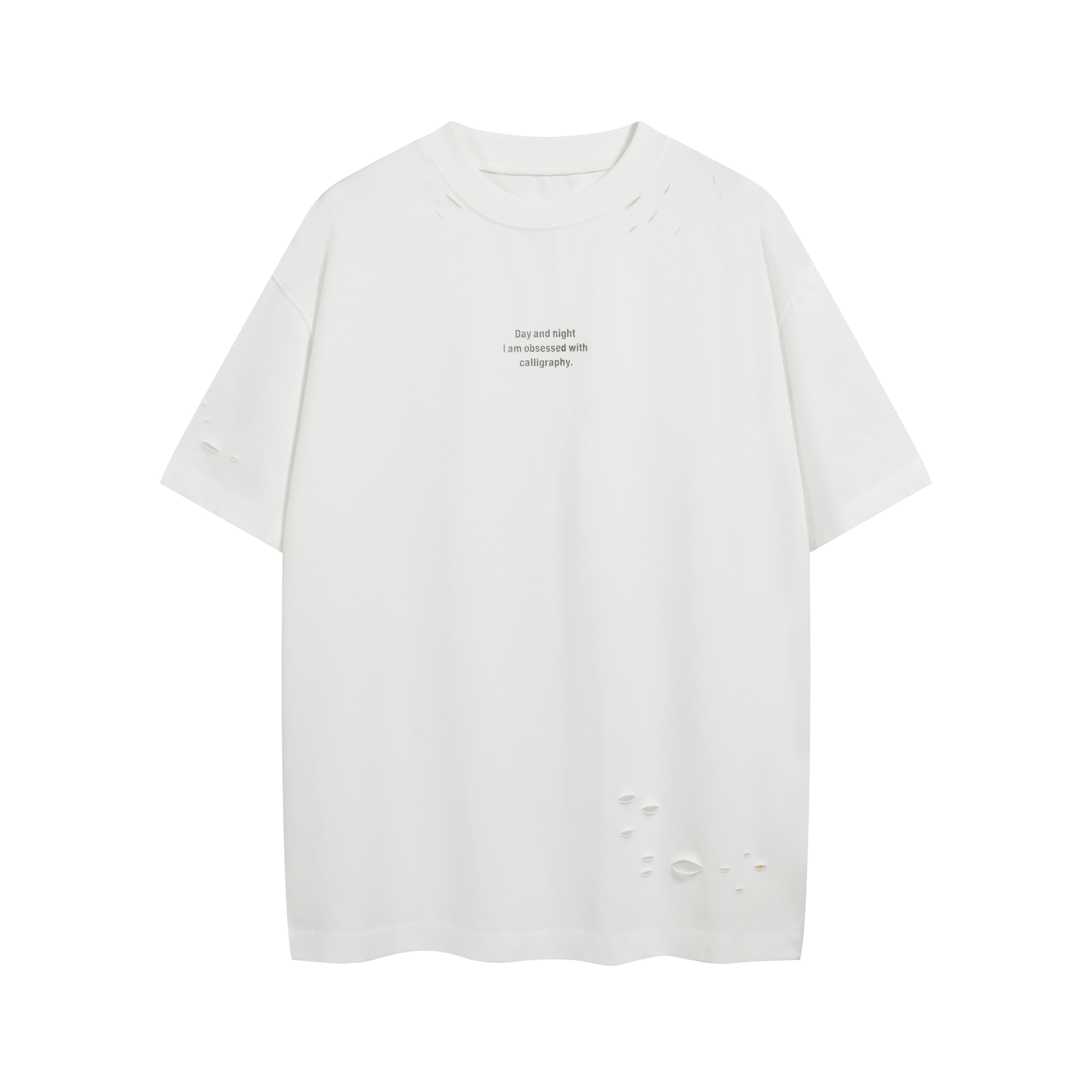 Unisex Oversized Distressed White Graphic T-Shirt