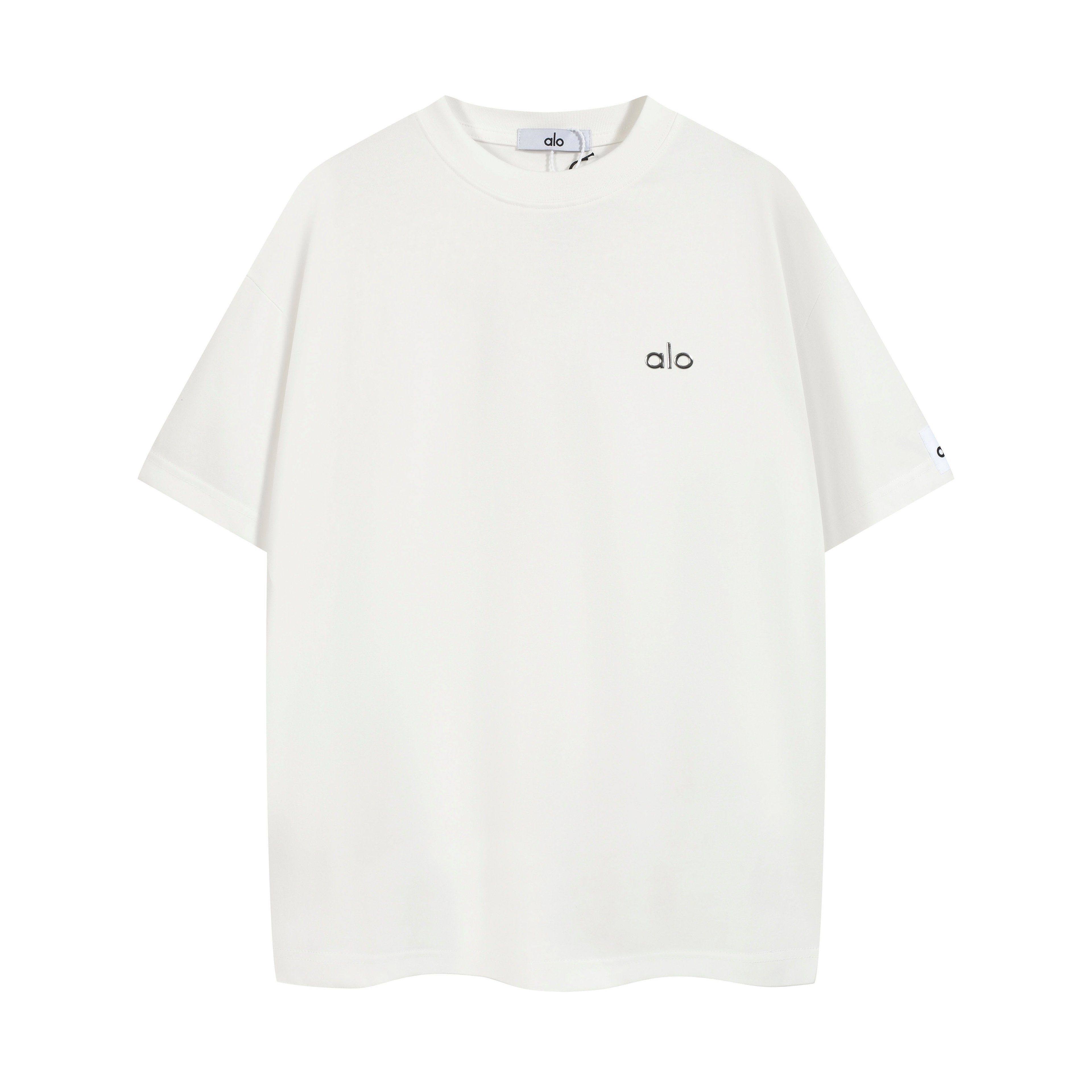 ALO Yoga White Logo Short Sleeve Tee - Relaxed Studio Fit