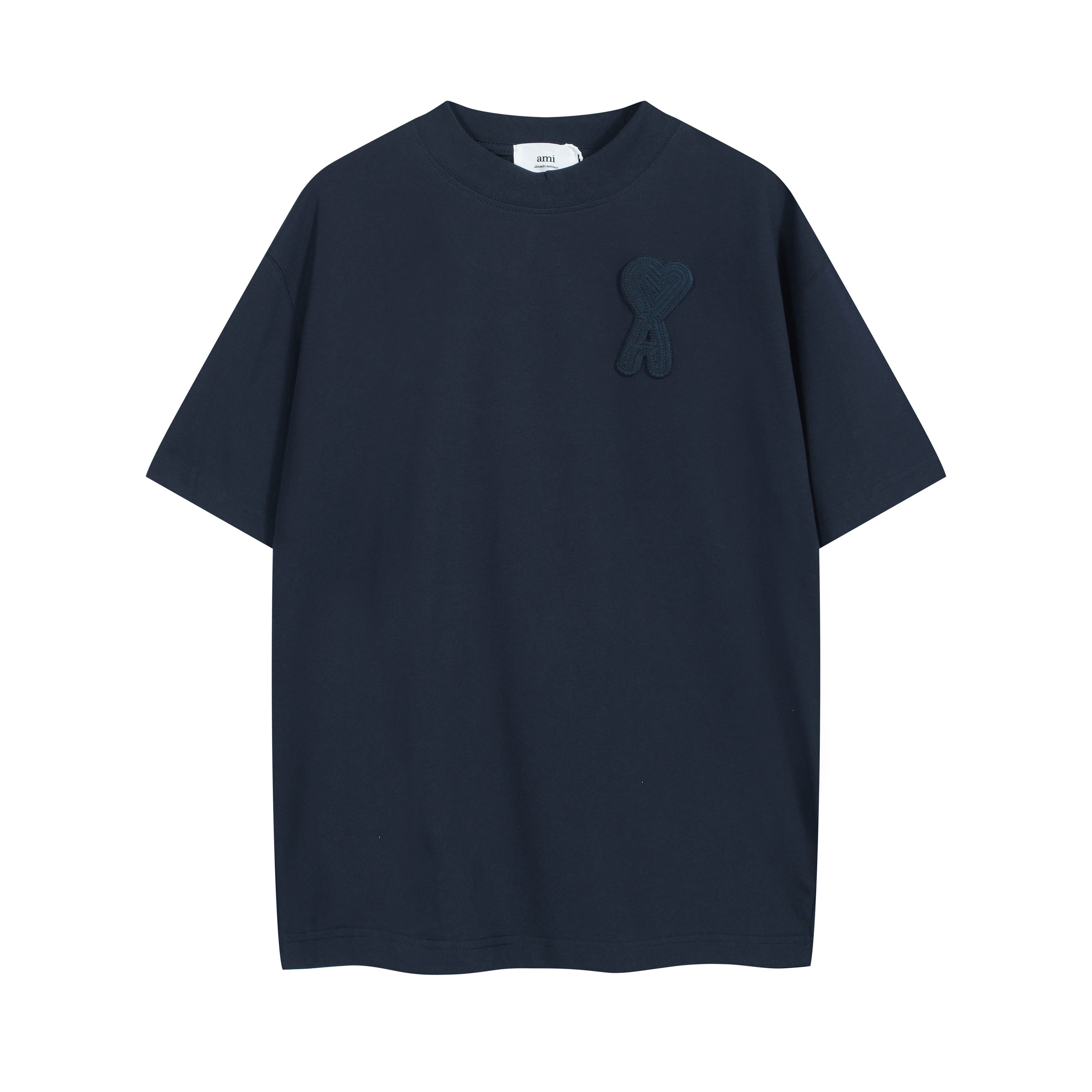 AMI Paris Ami De Coeur T-Shirt - Night Blue Unisex Cotton Tee