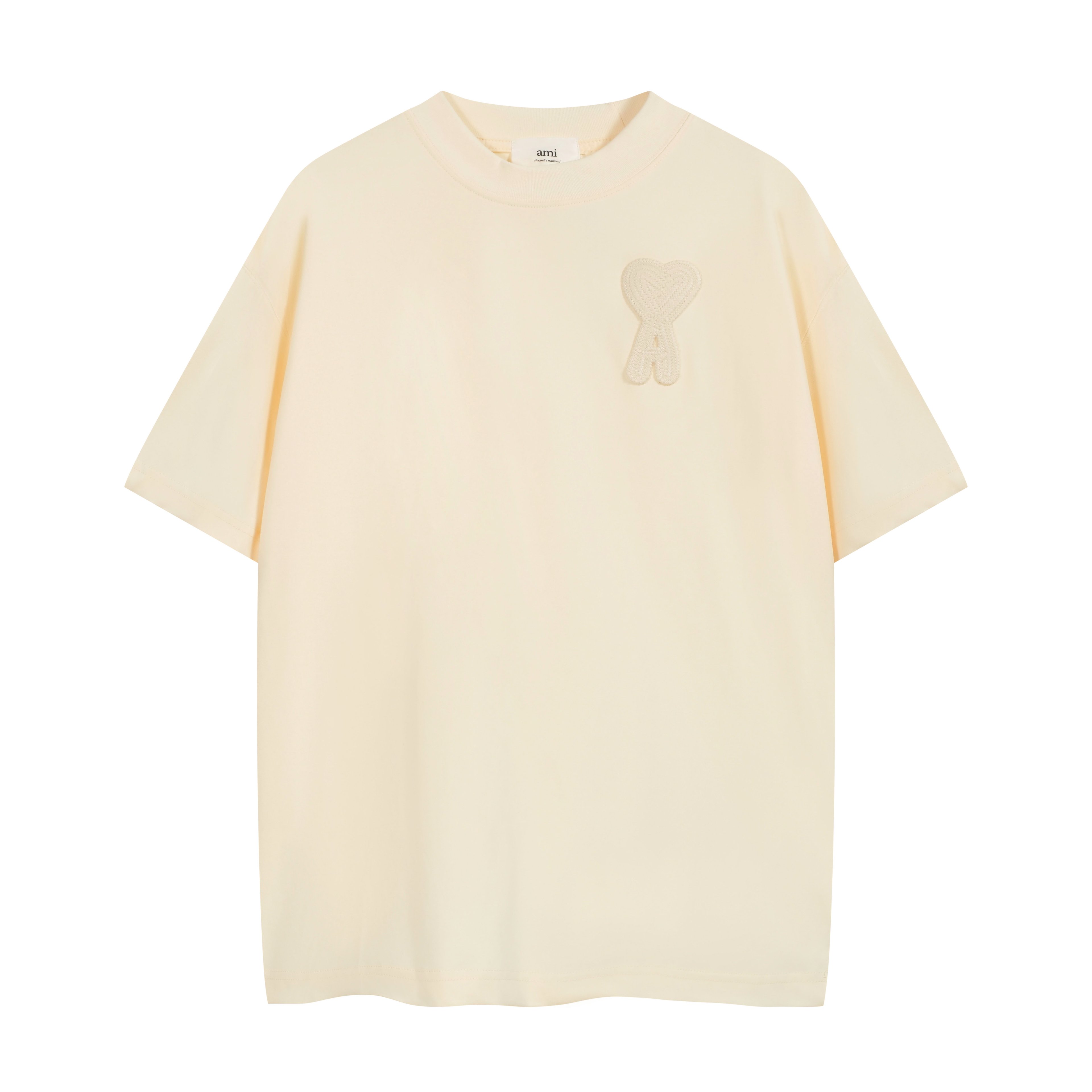 AMI Paris Ami De Coeur T-Shirt - Beige Cream Tonal Logo