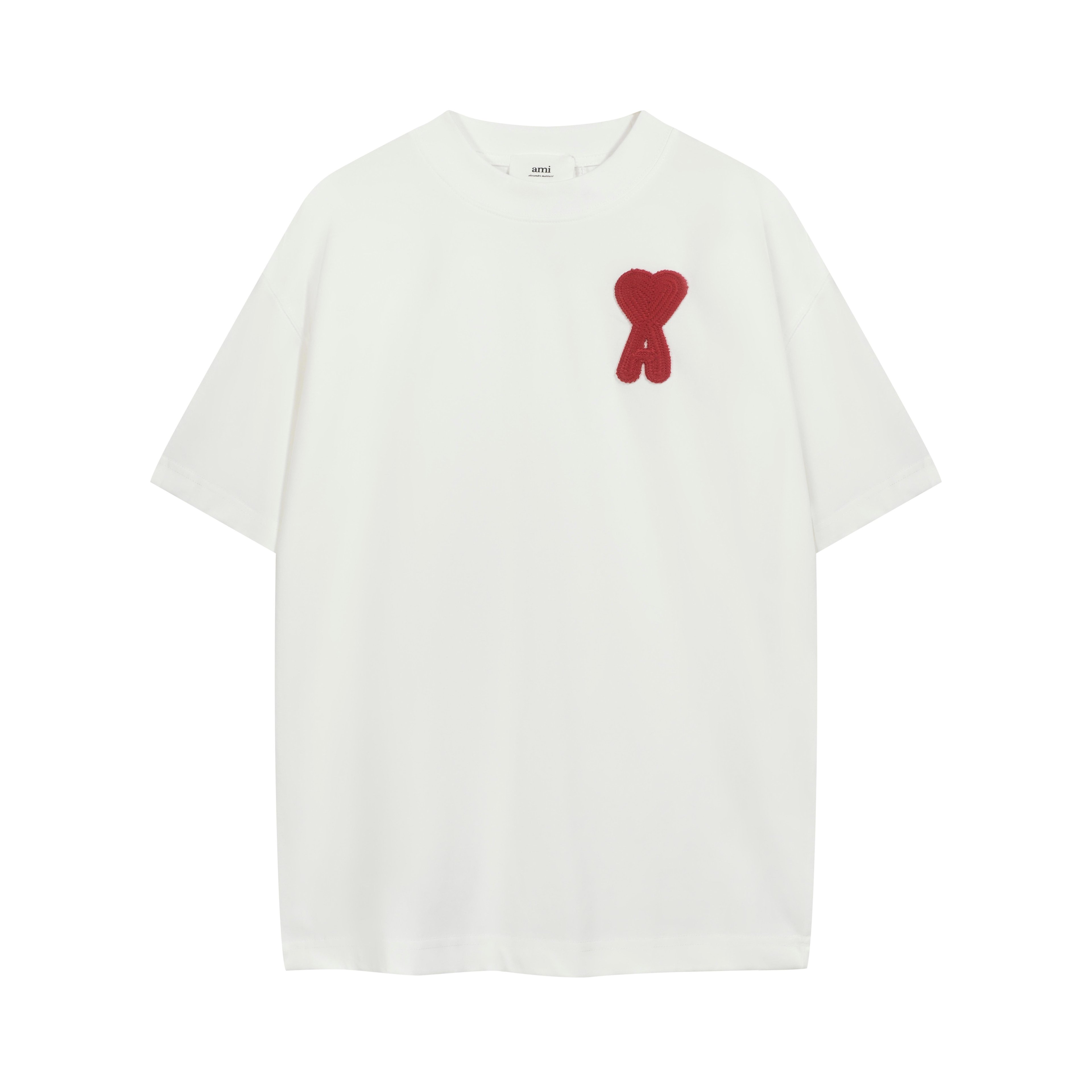 AMI Paris Ami De Coeur T-Shirt - White Red Heart Unisex Tee