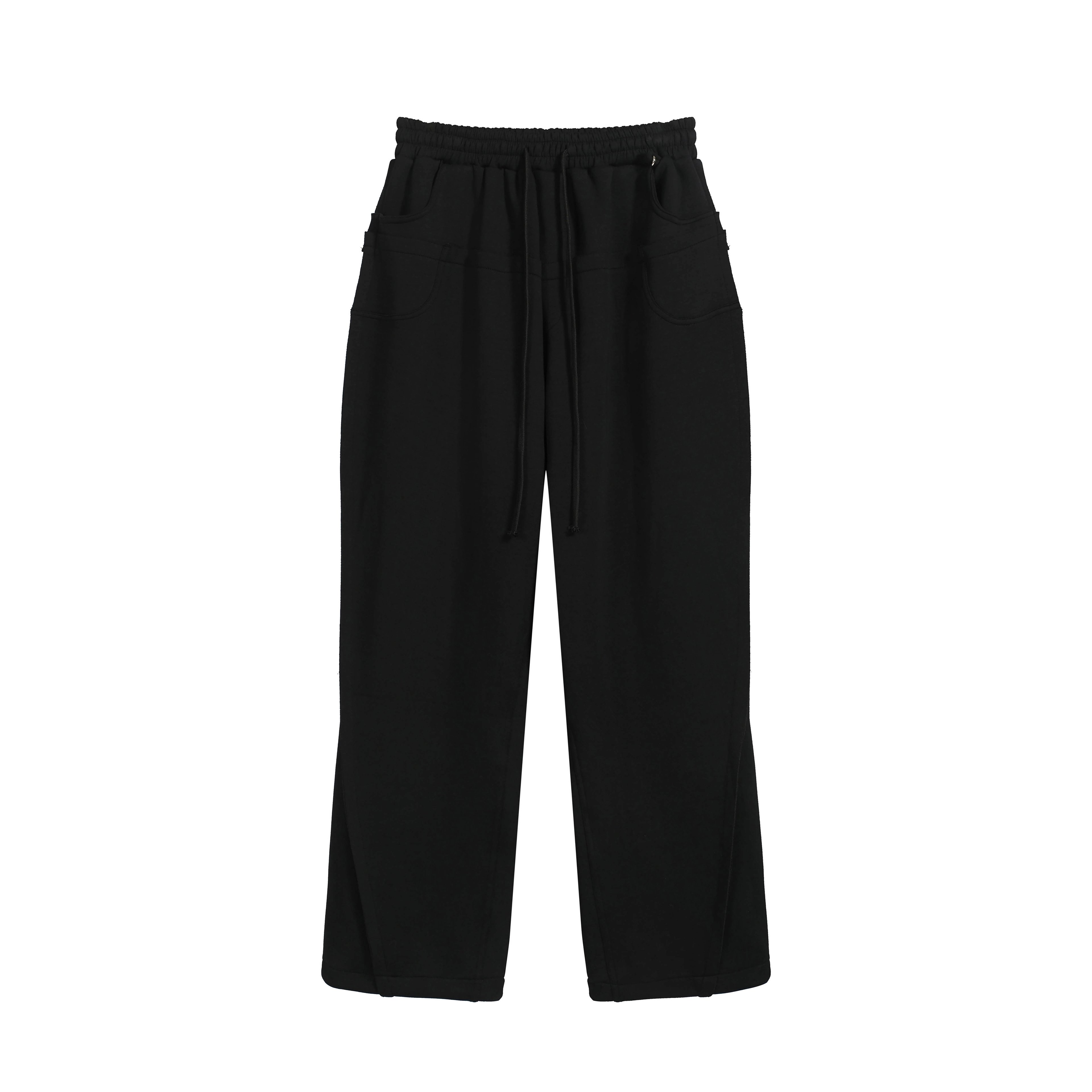 Black Wide-Leg Sweatpants | Unisex Heavyweight Fleece Drawstring