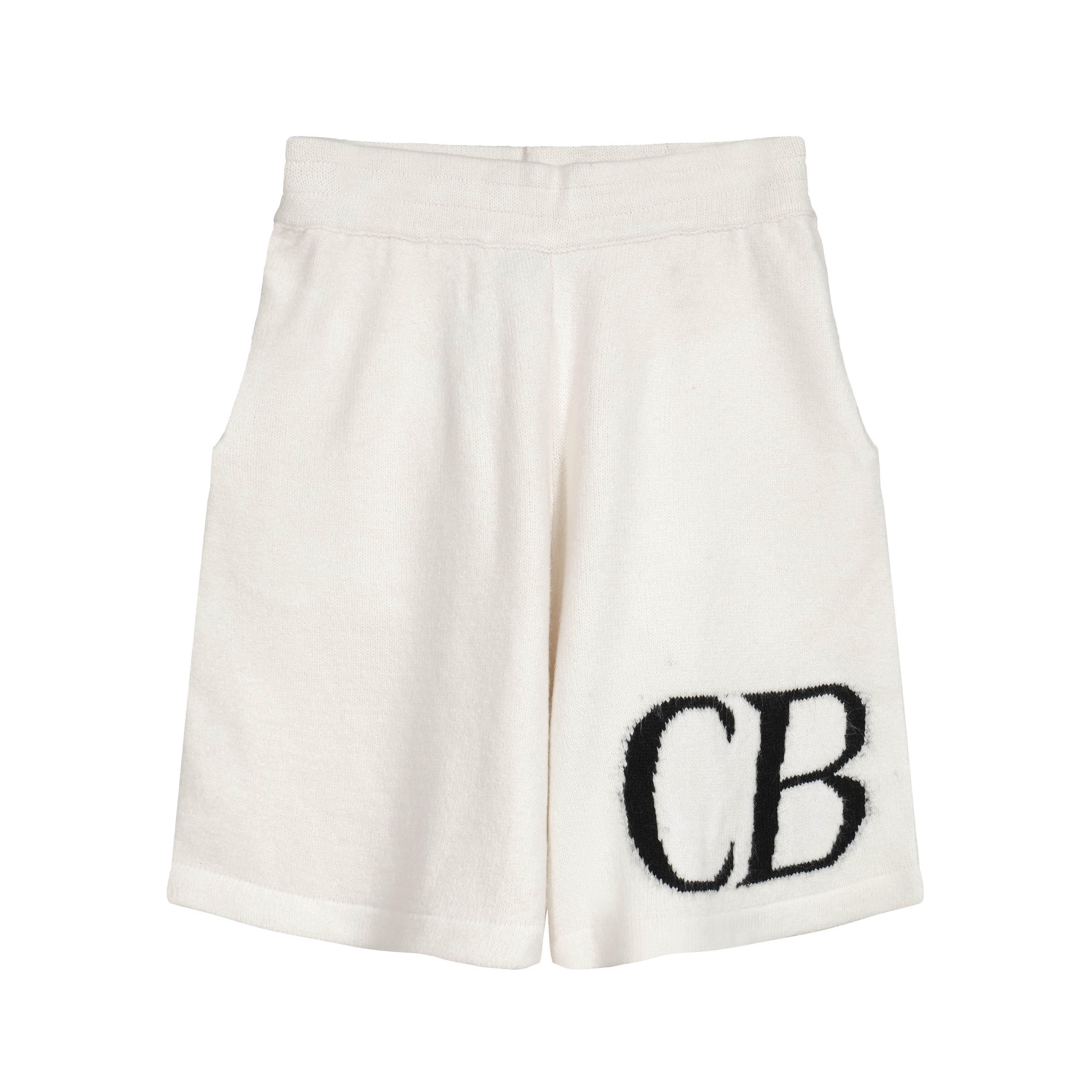 CB Monogram Knit Terry Cloth Shorts - Cream Off-White