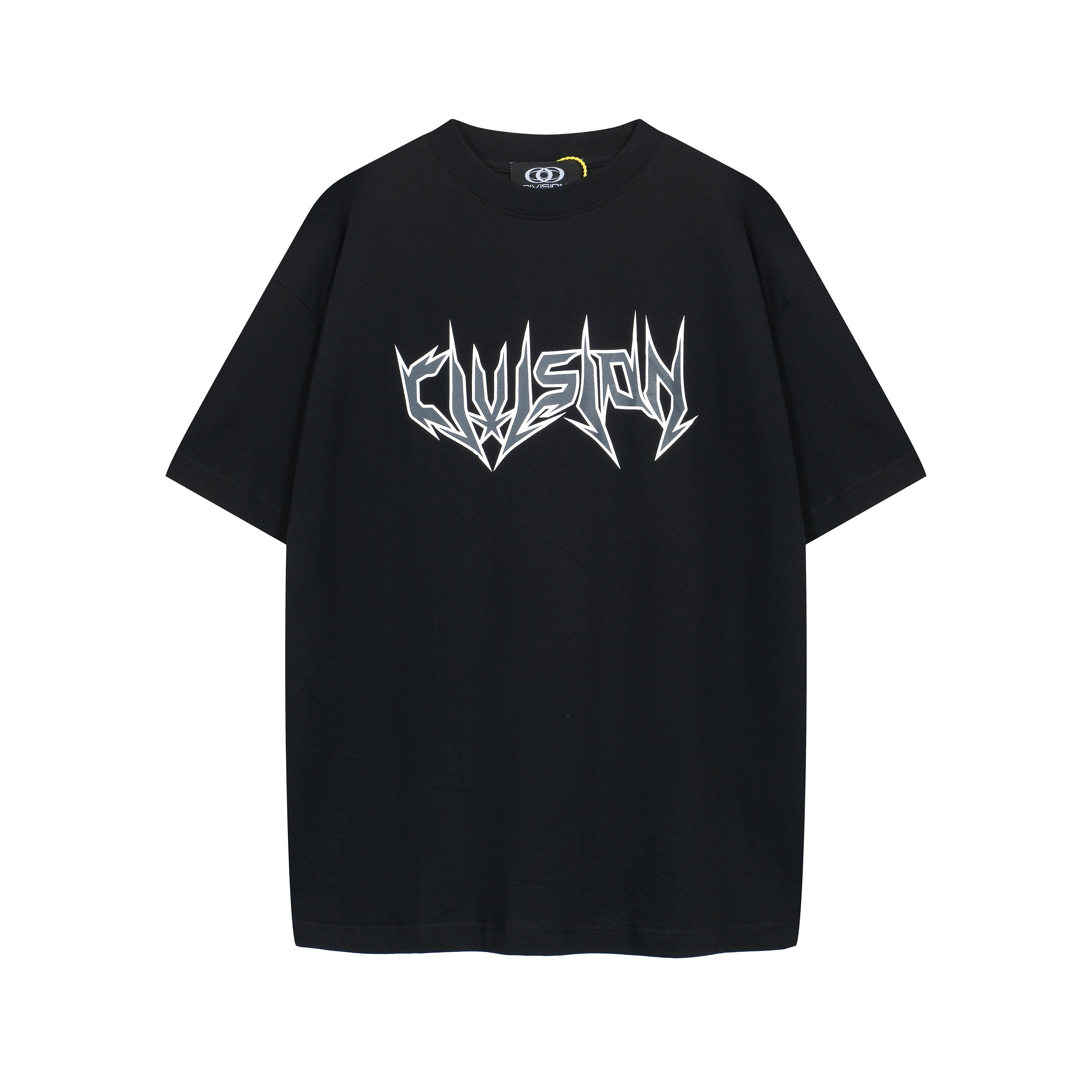 Unisex Oversized Black T-Shirt with Metal Graphic Logo
