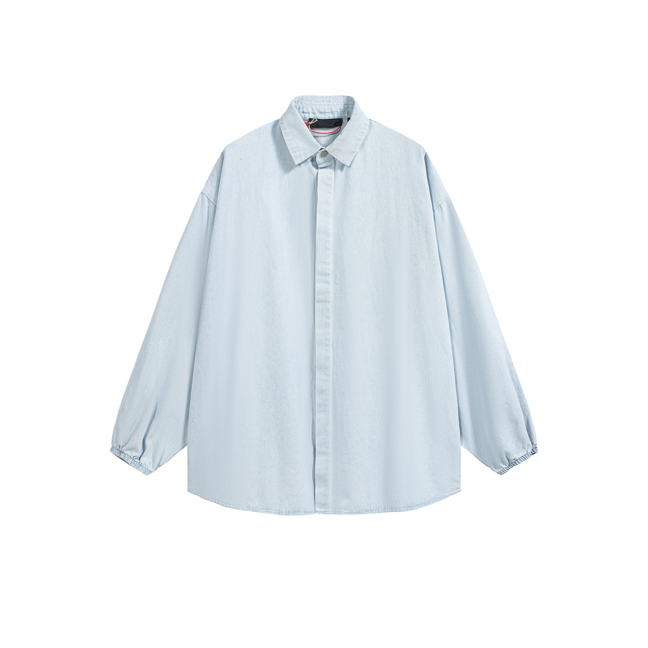 Unisex Oversized Light Blue Wash Long Sleeve Denim Shirt