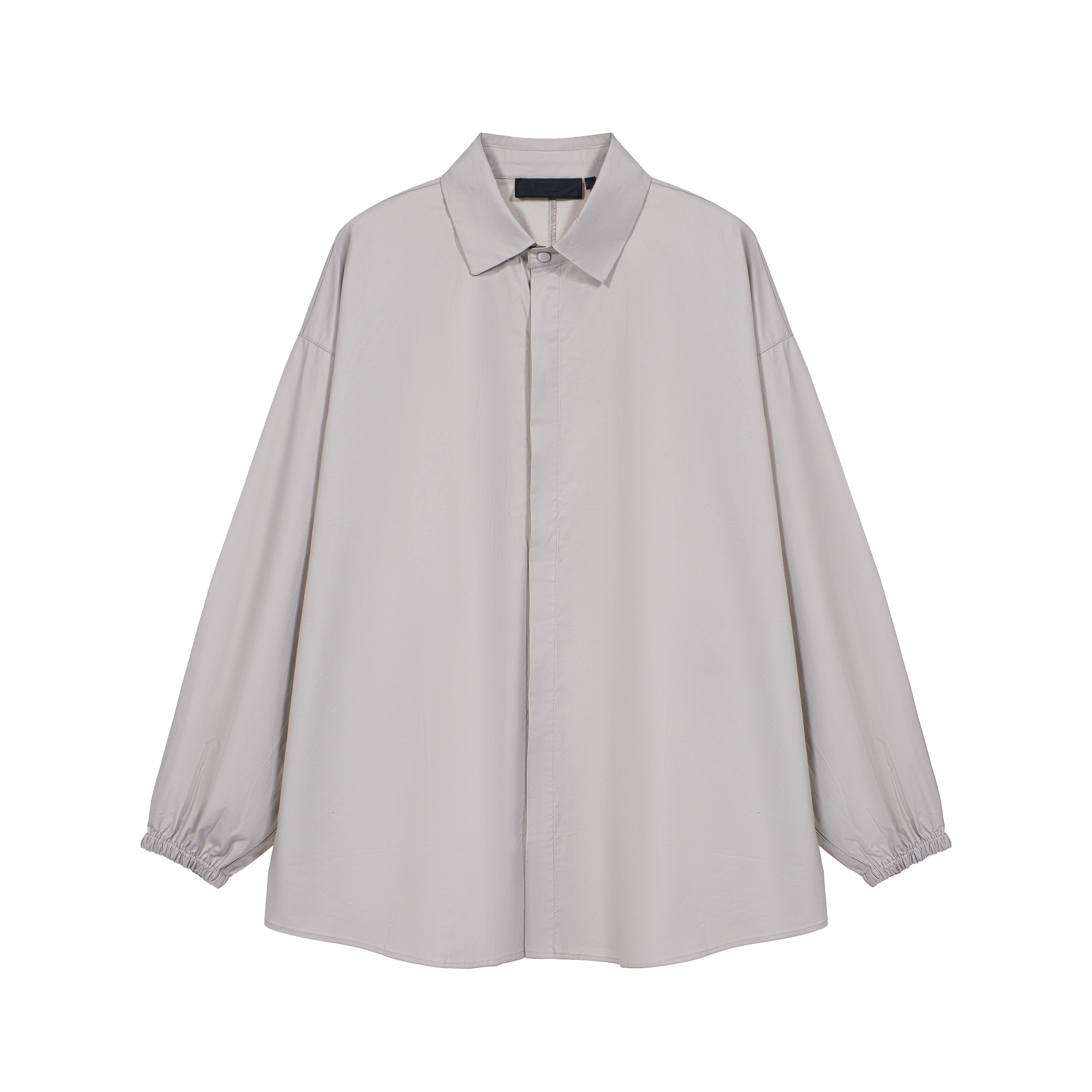 Unisex Oversized Drawstring Shirt - Pale Taupe Minimalist