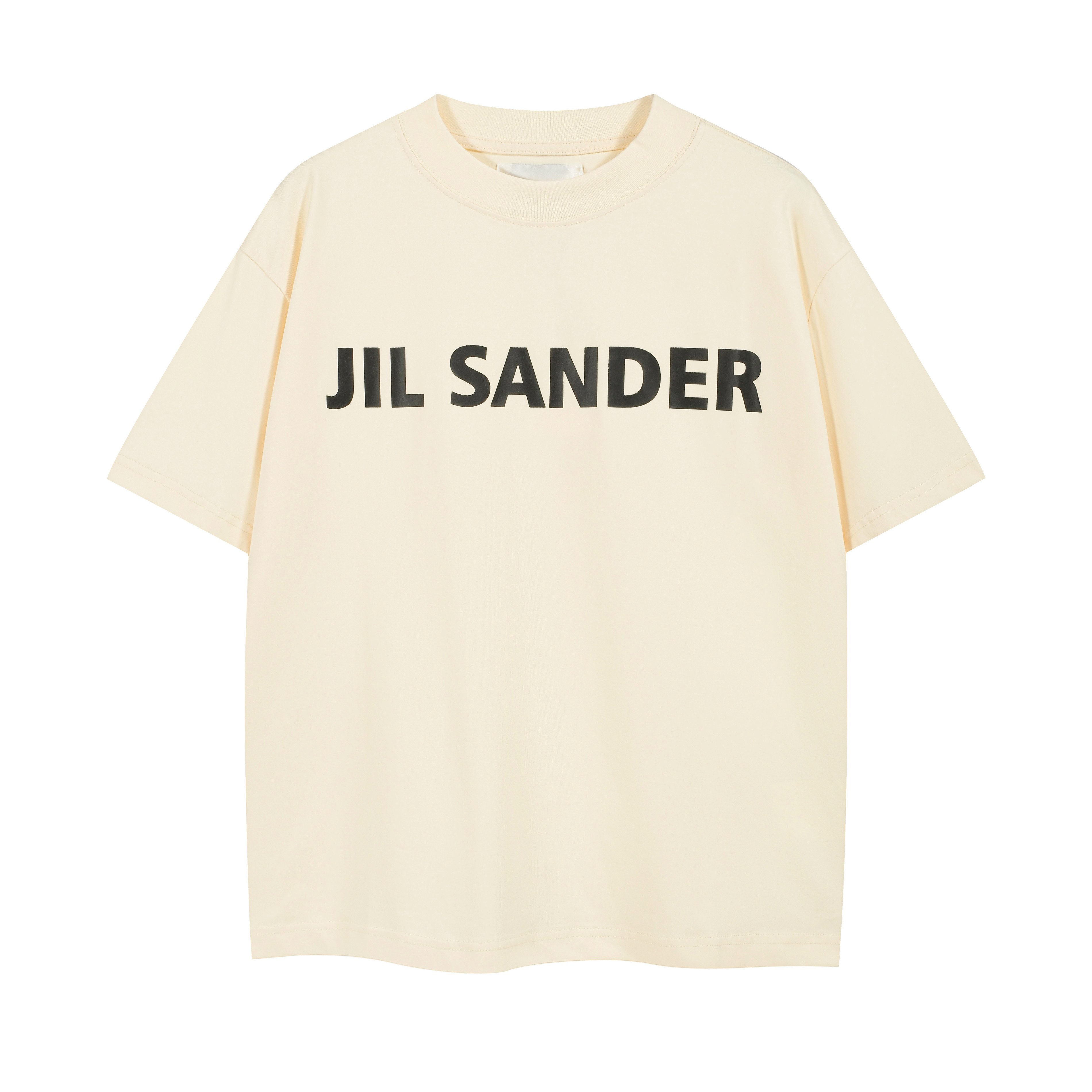 Jil Sander Ecru Oversized Logo T-Shirt - Black Print