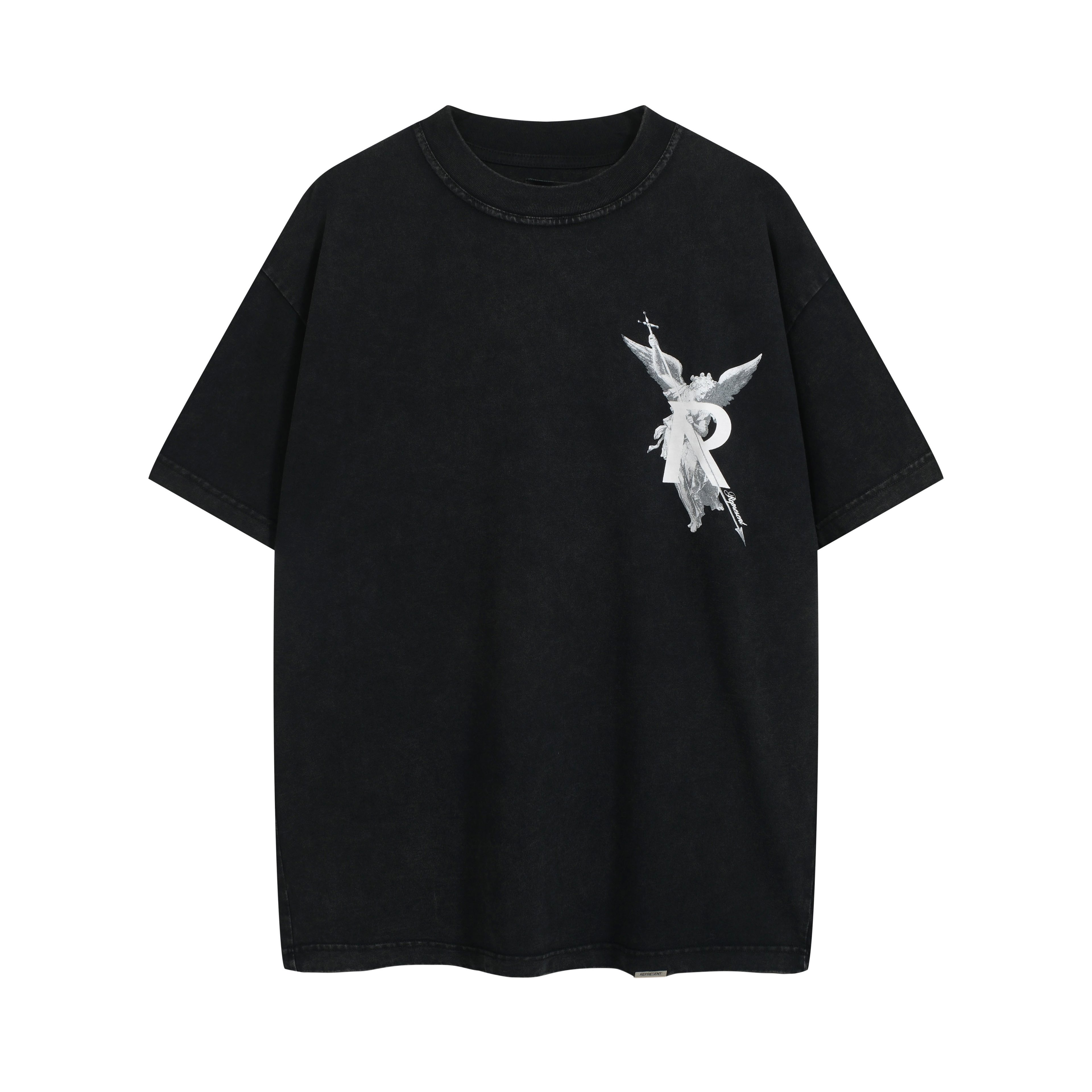 Washed Black Archangel Graphic T-Shirt - Unisex Streetwear