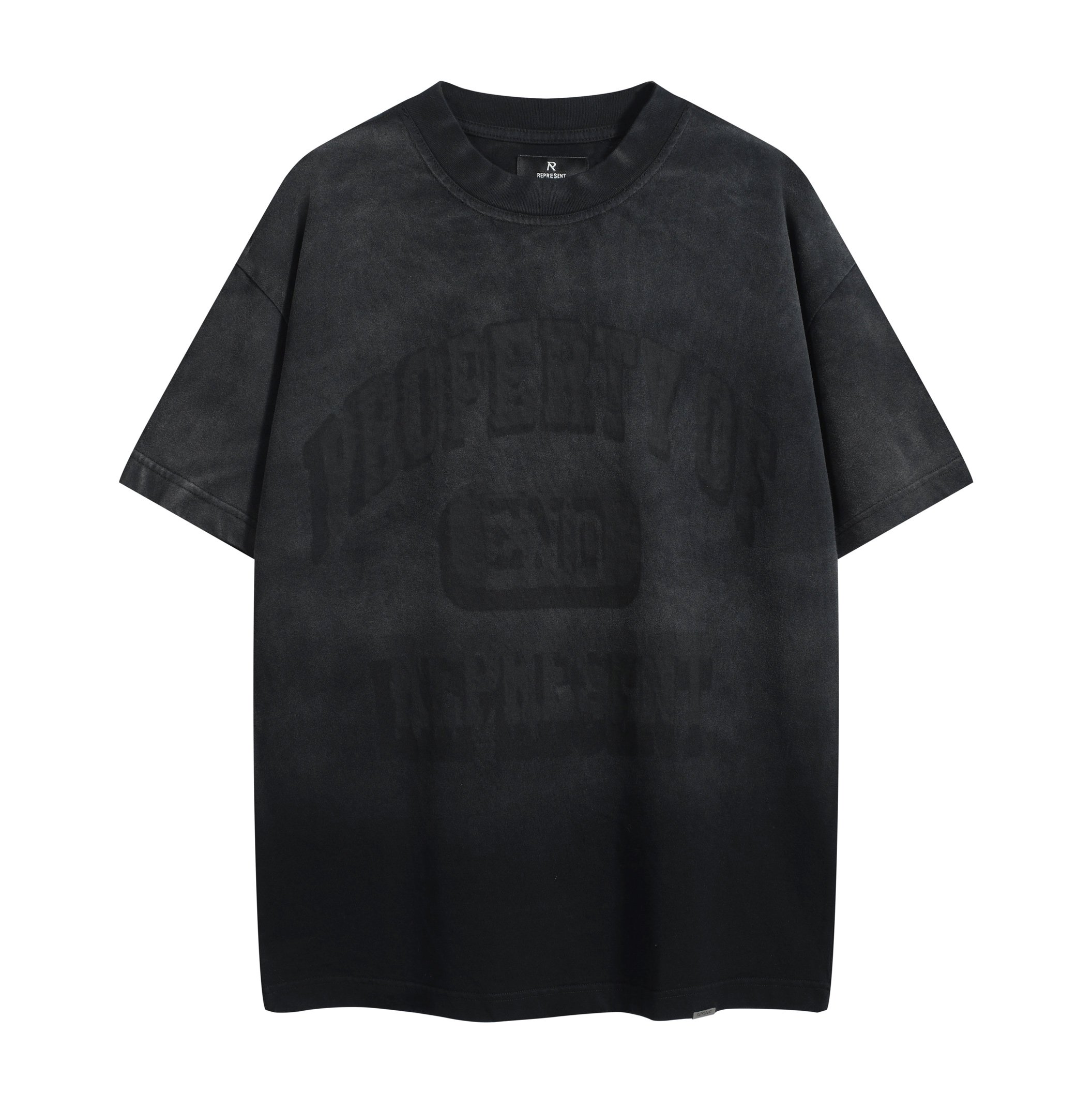 END. x Represent 'Property Of' Stained Black T-Shirt