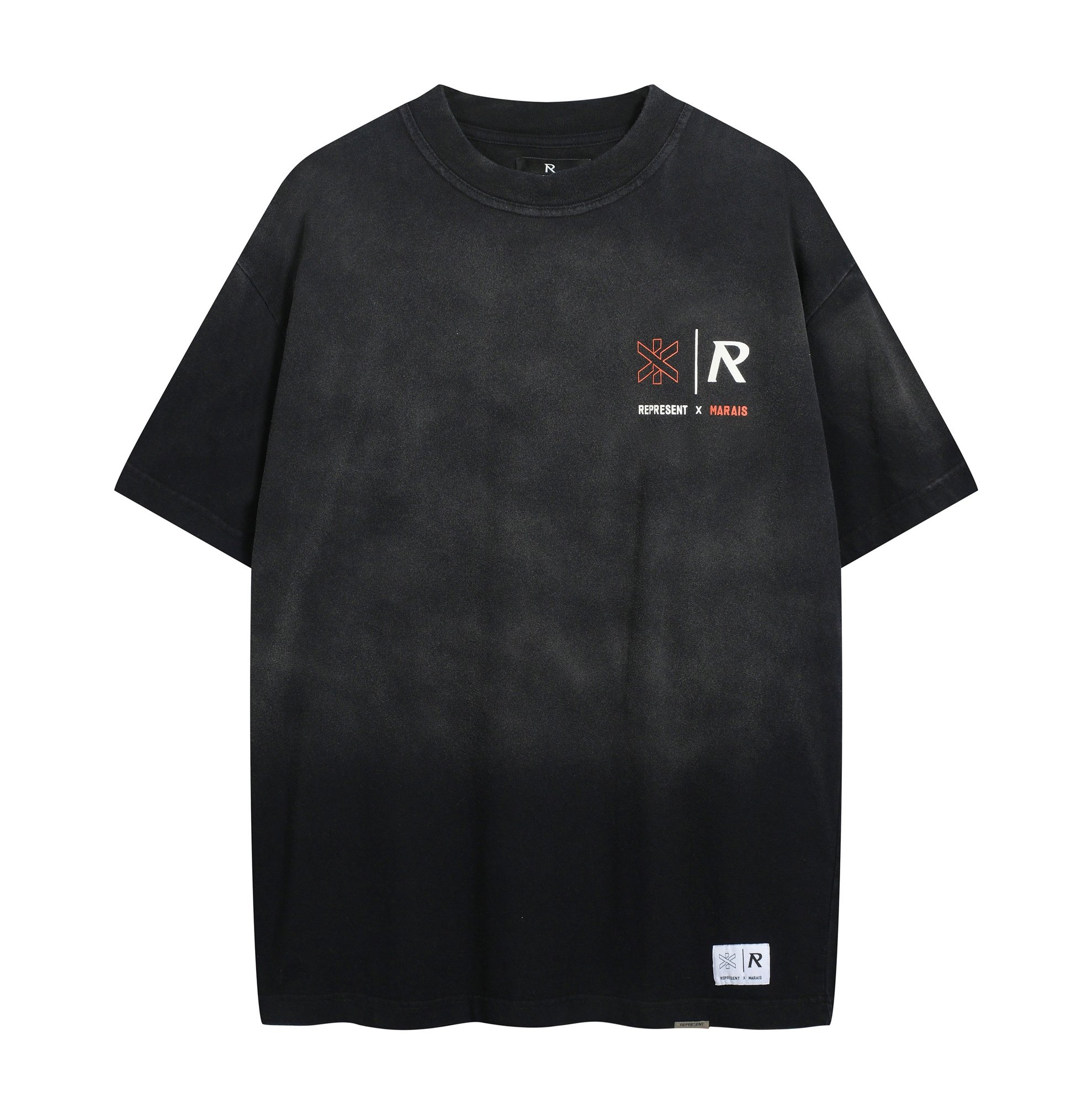 Represent x Marais Stained Black Oversized Logo T-Shirt