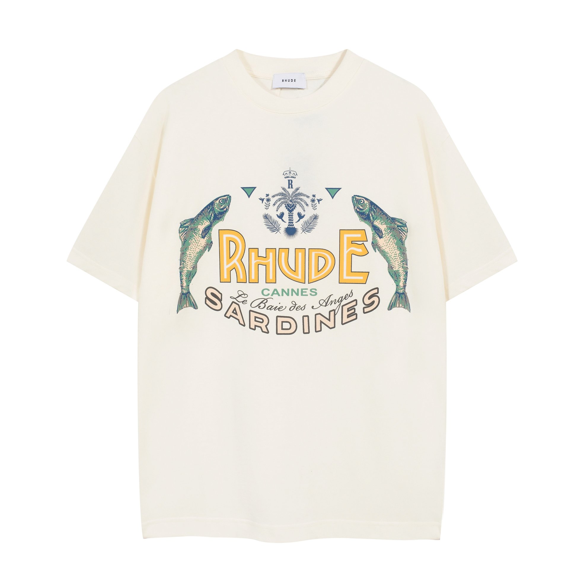 Rhude Cannes Sardines Vintage White Graphic T-Shirt