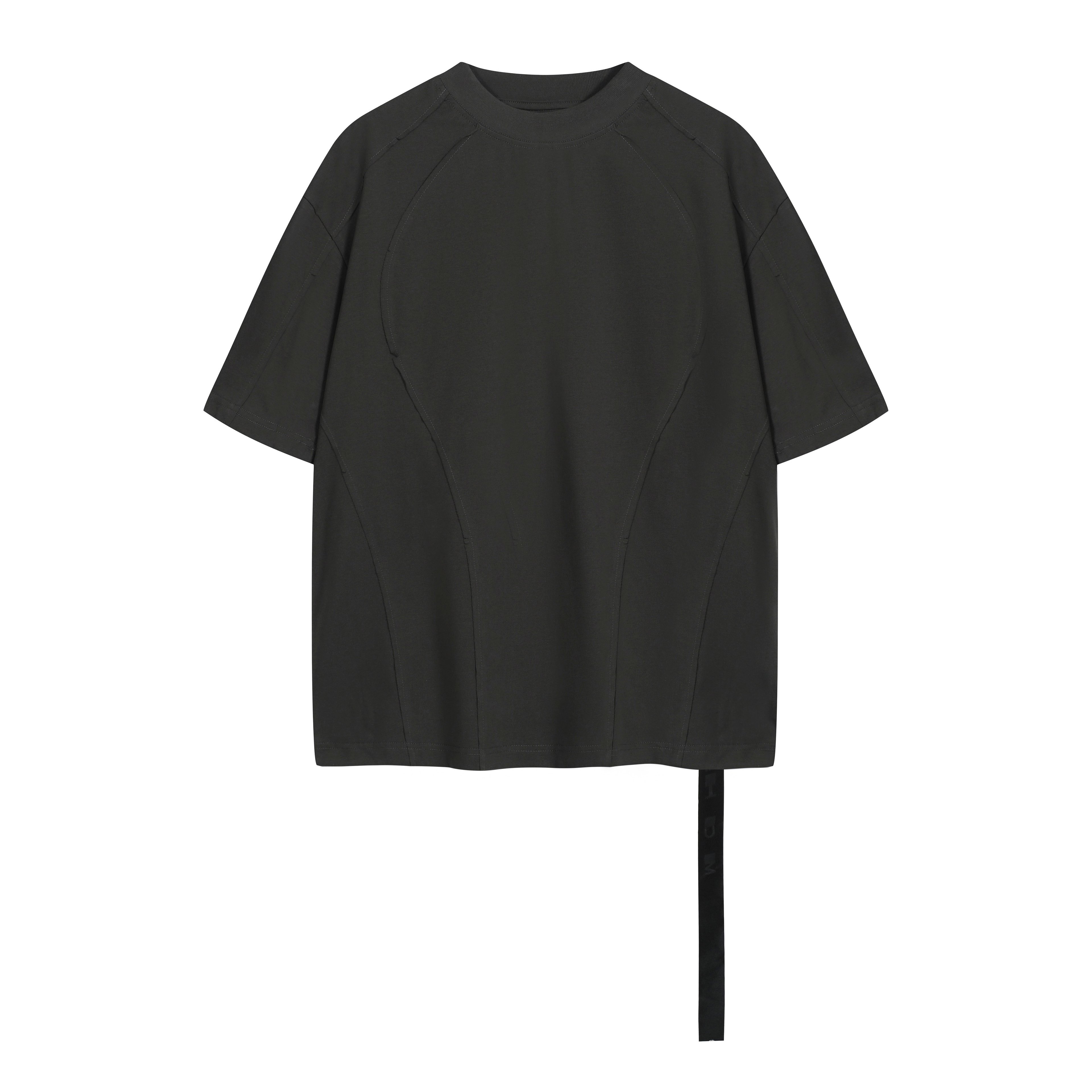 Rick Owens Black Seam Detail T-Shirt with Back Strap