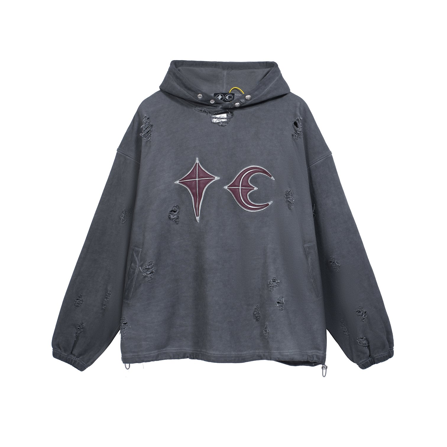 THUG CLUB Oversized Distressed Pigment Hoodie