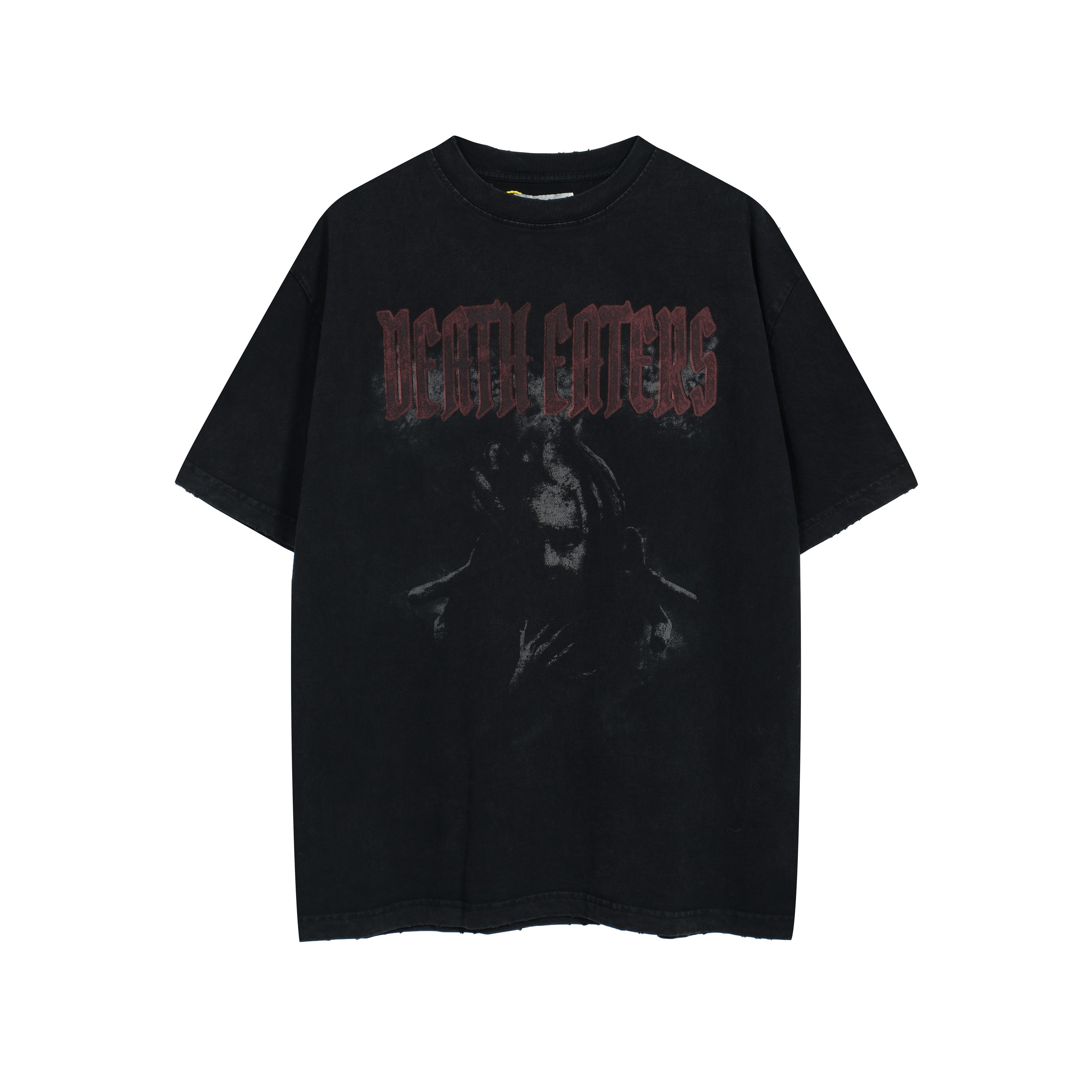 'DEATH EATERS' Washed Black Oversized Graphic T-Shirt