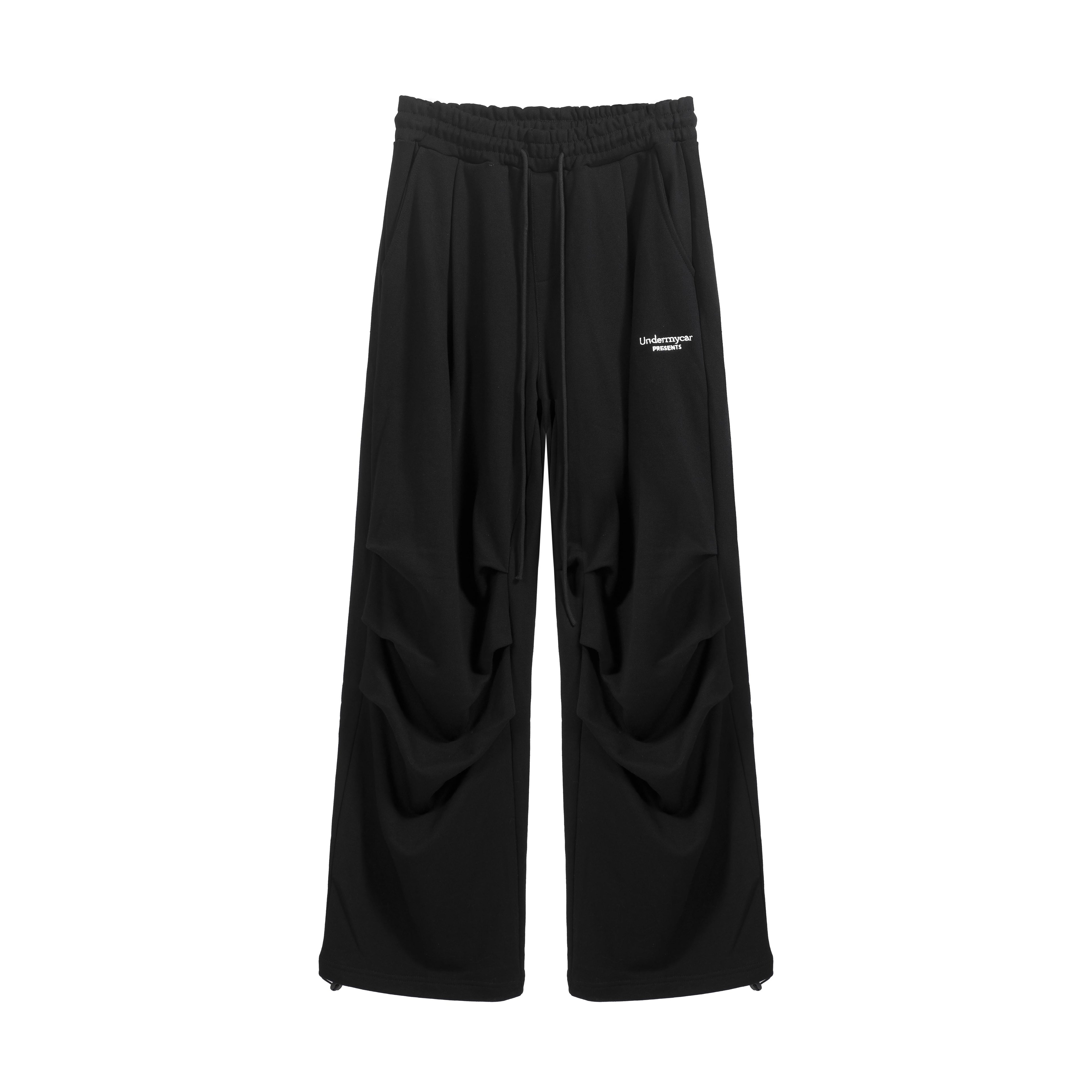 Undercoverism Black Wide-Leg Ruched Drawstring Trousers