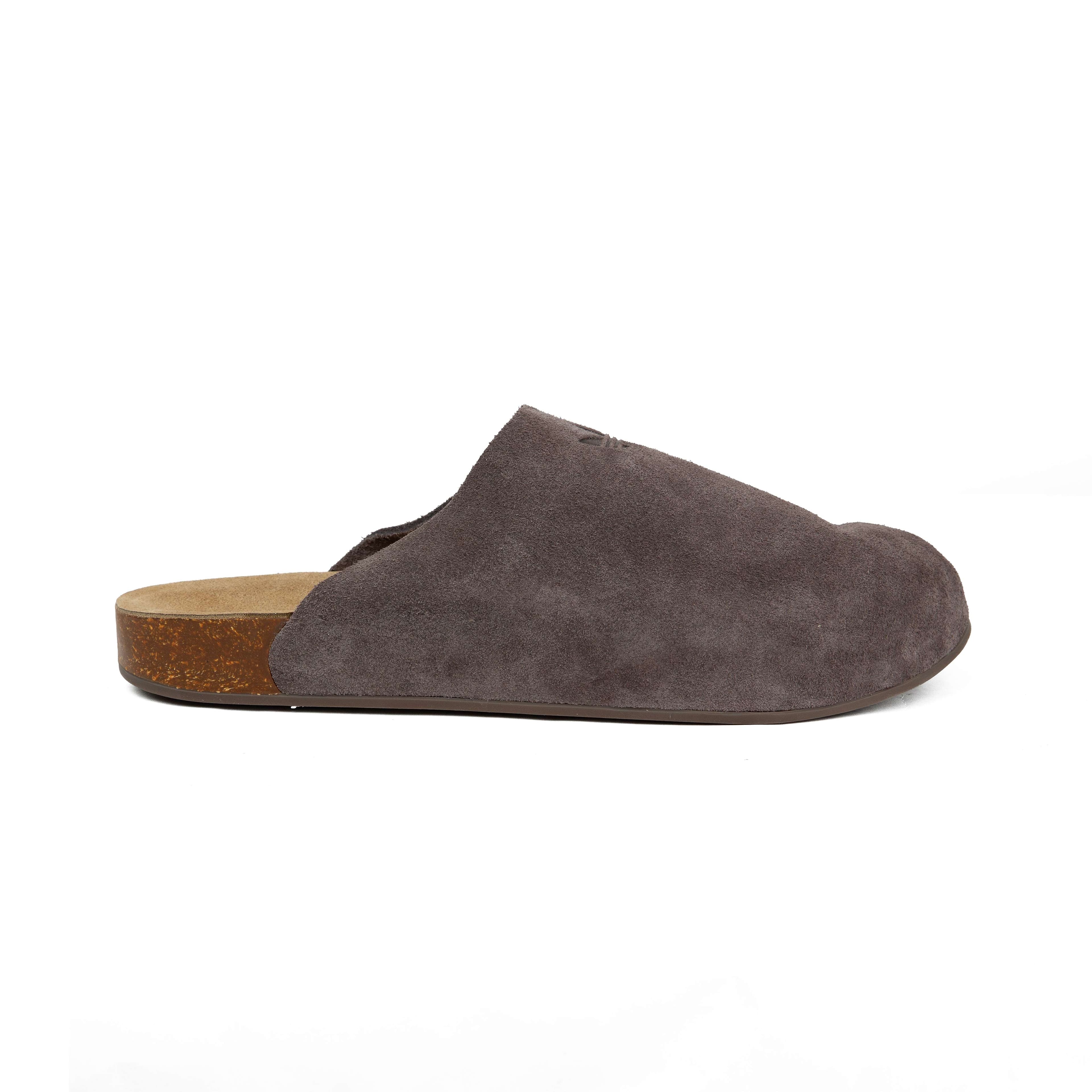 Adidas Adicane Suede Clogs - Grey Trefoil Logo Slip-On Shoes