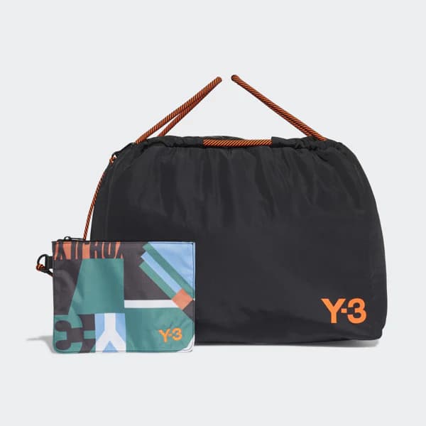 Y-3 Drawstring Tote Bag & Pouch Set, 10825- Black Orange